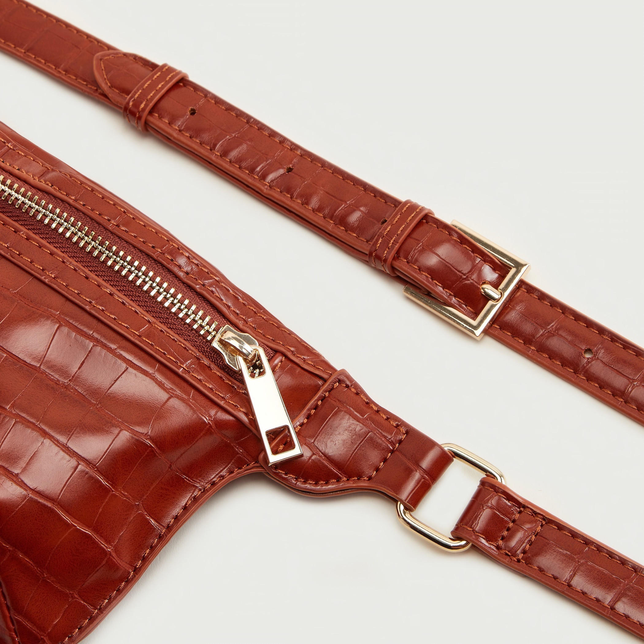 Textured Fanny Pack with Zip Closure and Adjustable Strap-women-bagsandwallets-handbags-image-3