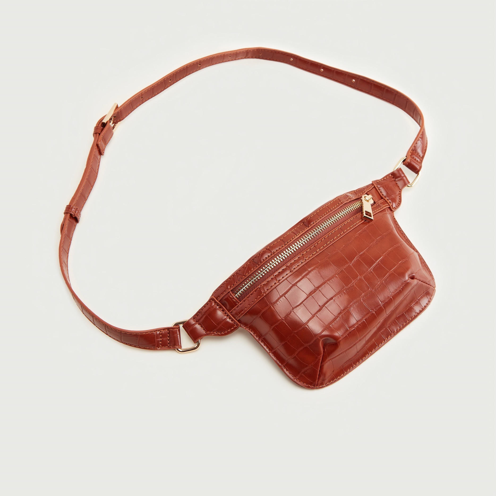 Textured Fanny Pack with Zip Closure and Adjustable Strap-women-bagsandwallets-handbags-image-4
