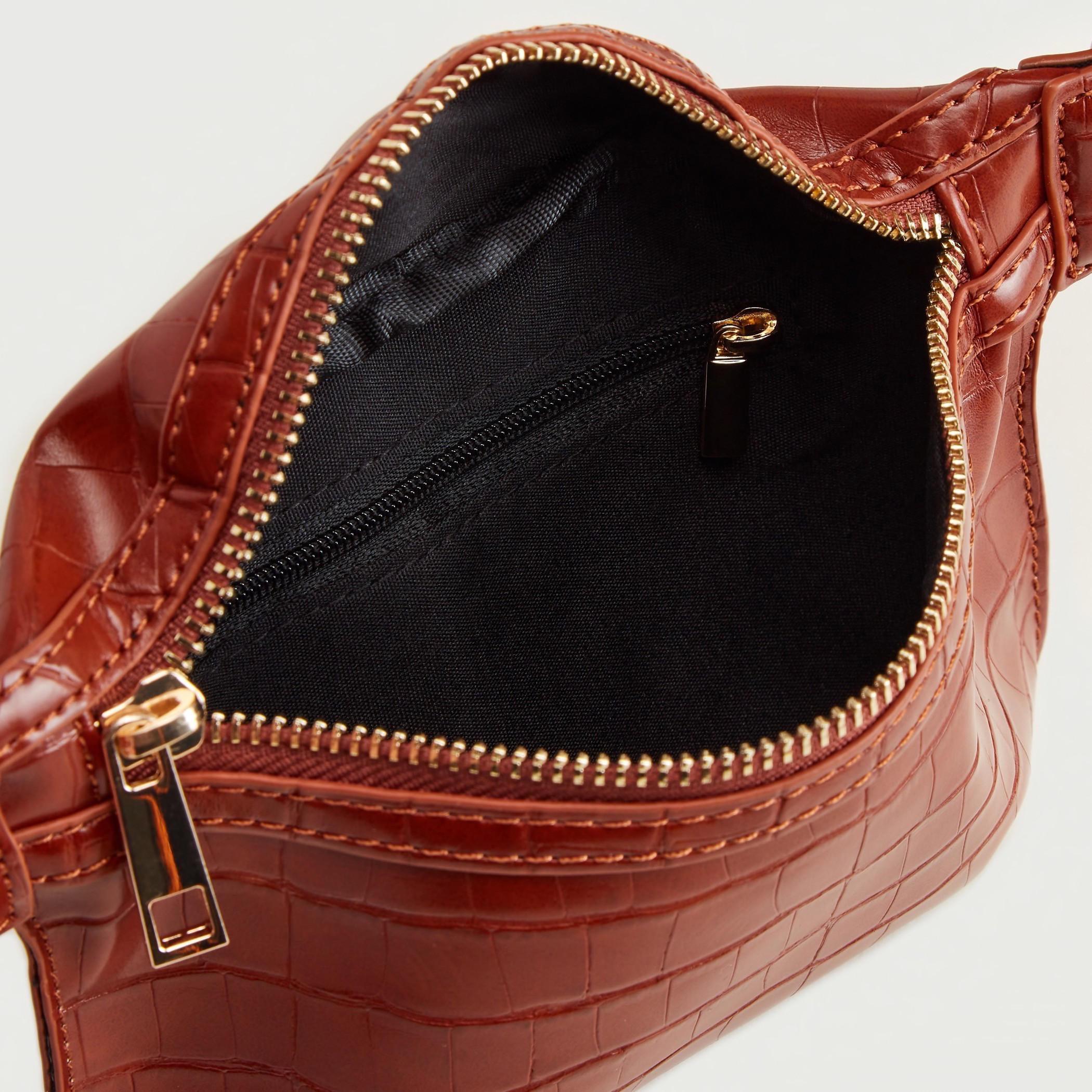 Textured Fanny Pack with Zip Closure and Adjustable Strap-women-bagsandwallets-handbags-image-5