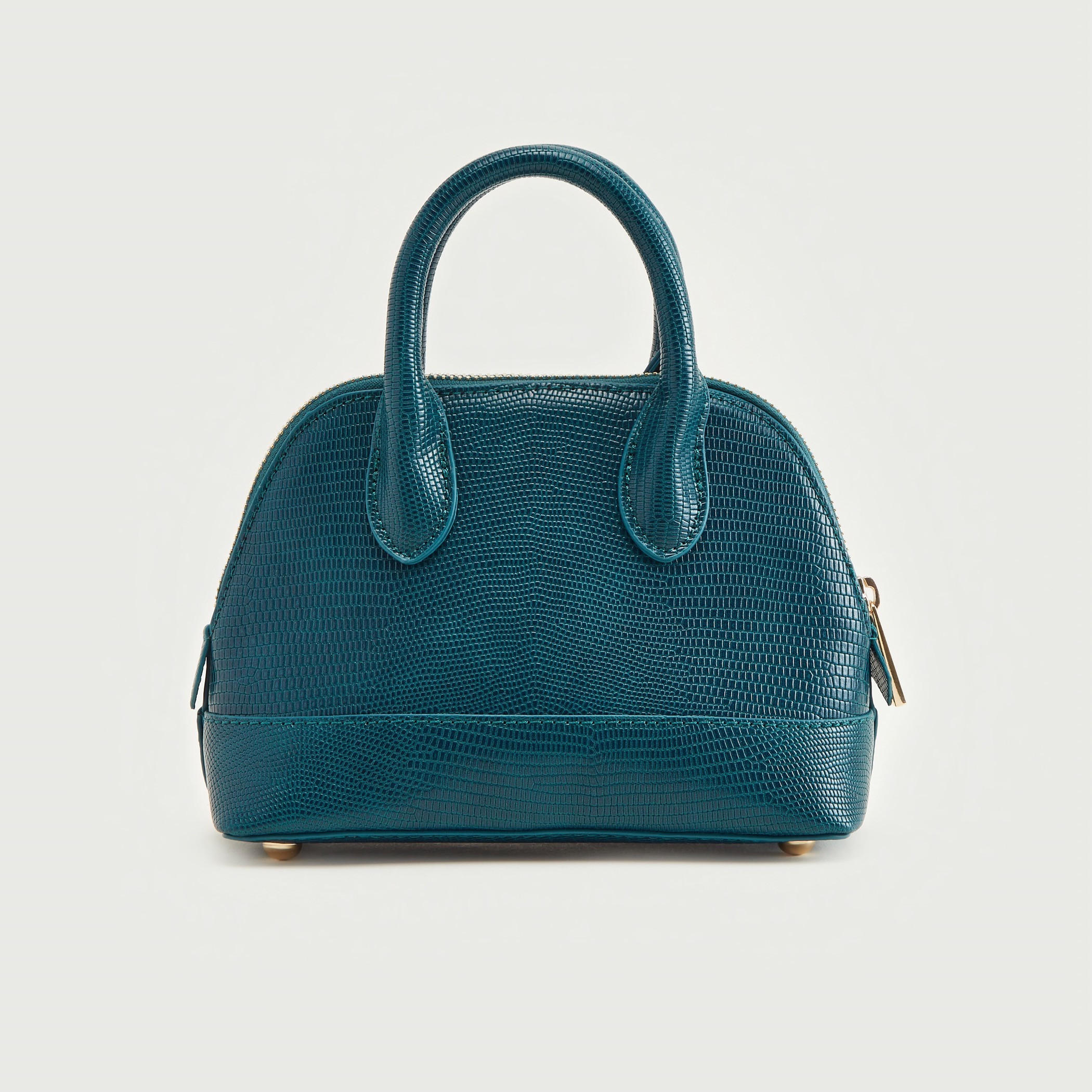 Textured Bowler Bag with Zip Closure and Double Handles-women-bagsandwallets-handbags-image-1