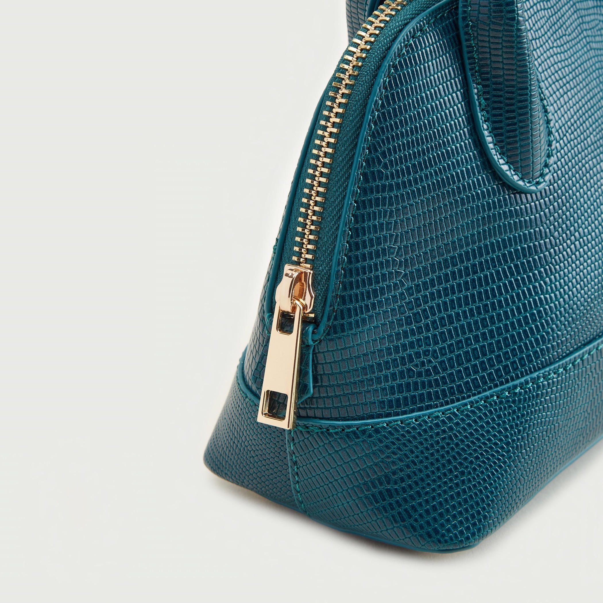 Textured Bowler Bag with Zip Closure and Double Handles-women-bagsandwallets-handbags-image-3