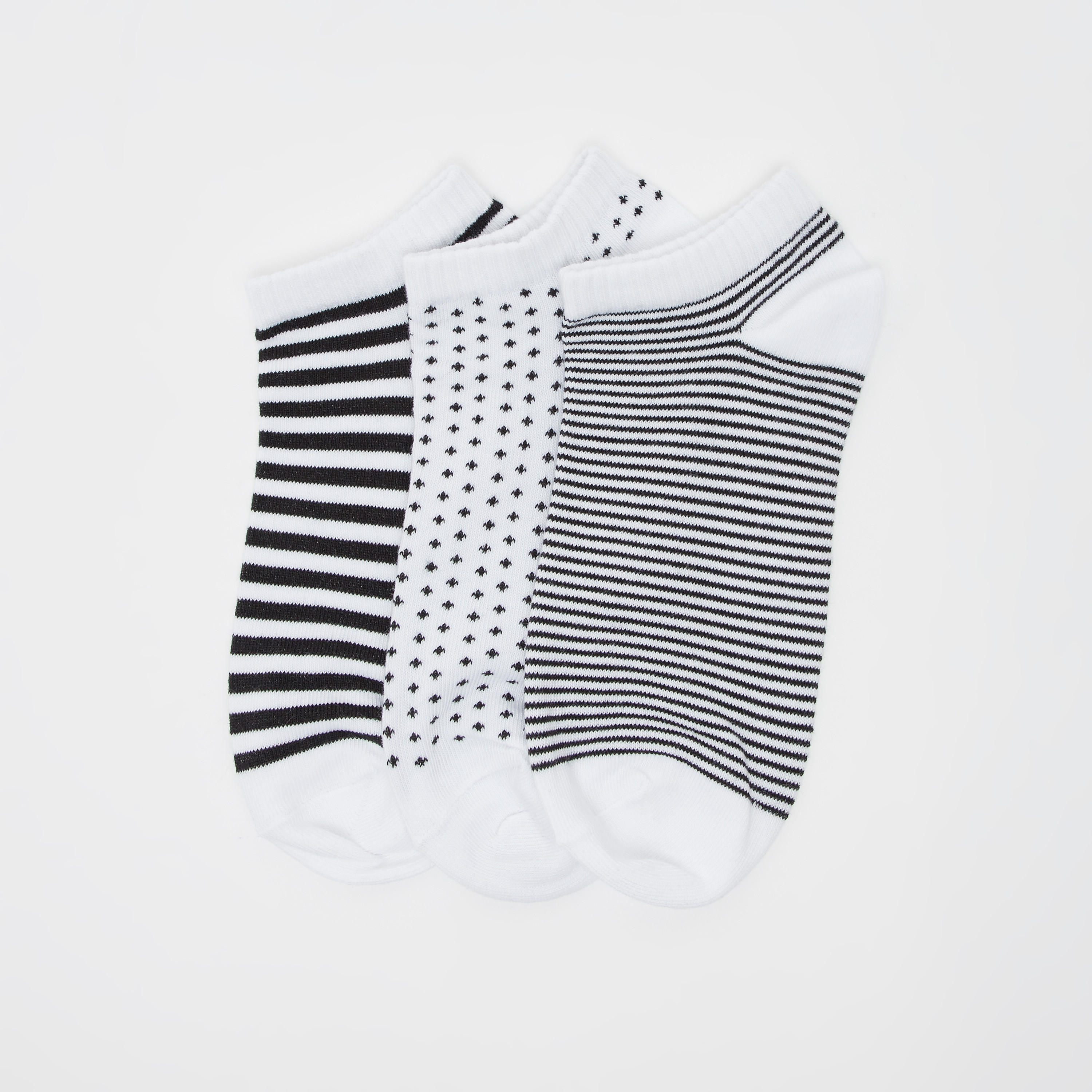 Set of 3 - Assorted Ankle Length Socks with Cuffed Hem-women-socksandstockings-image-1