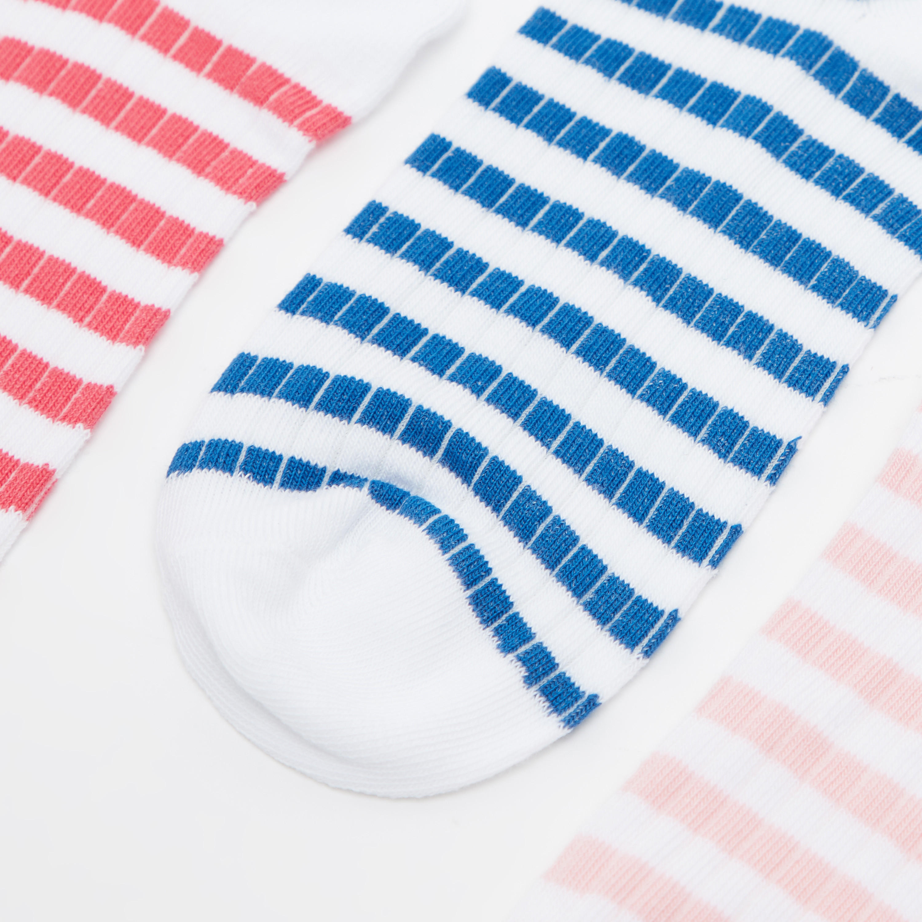 Set of 3 - Striped Ankle Length Socks with Cuffed Hem-women-socksandstockings-image-2