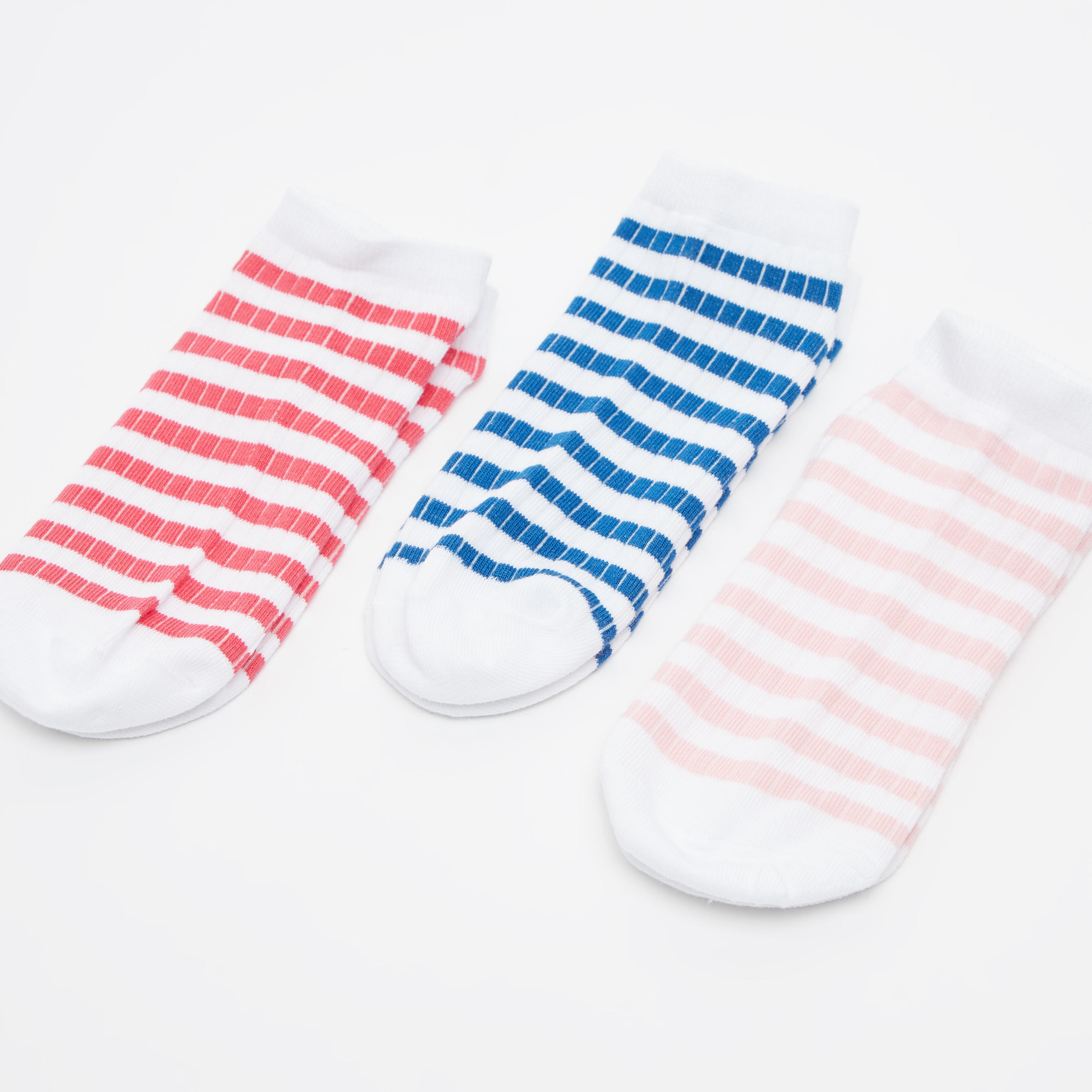 Set of 3 - Striped Ankle Length Socks with Cuffed Hem-women-socksandstockings-image-3