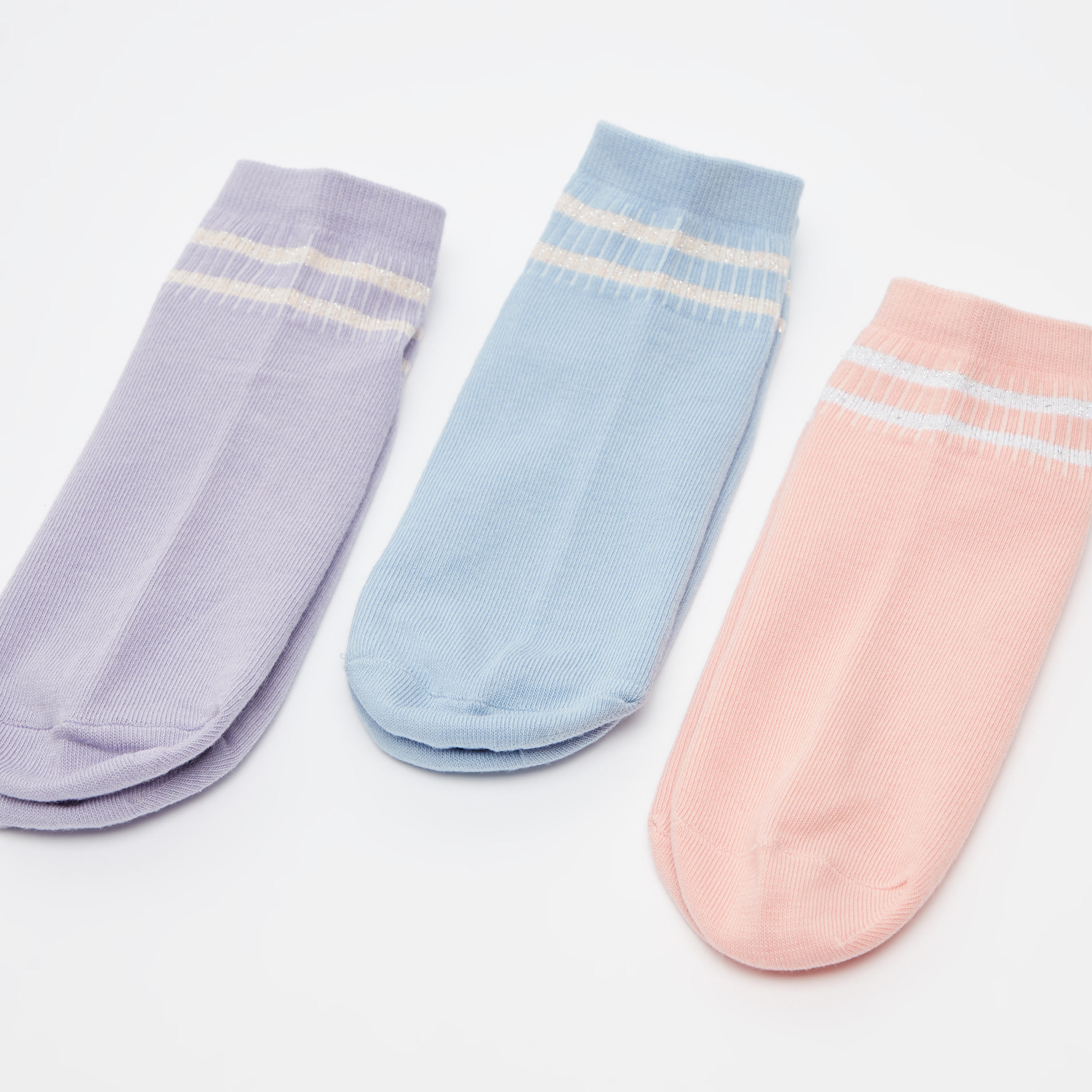 جوارب متنوّعة بطول الكاحل وحواف مطّاطية - طقم من 3 أزواج-women-socksandstockings-image-3