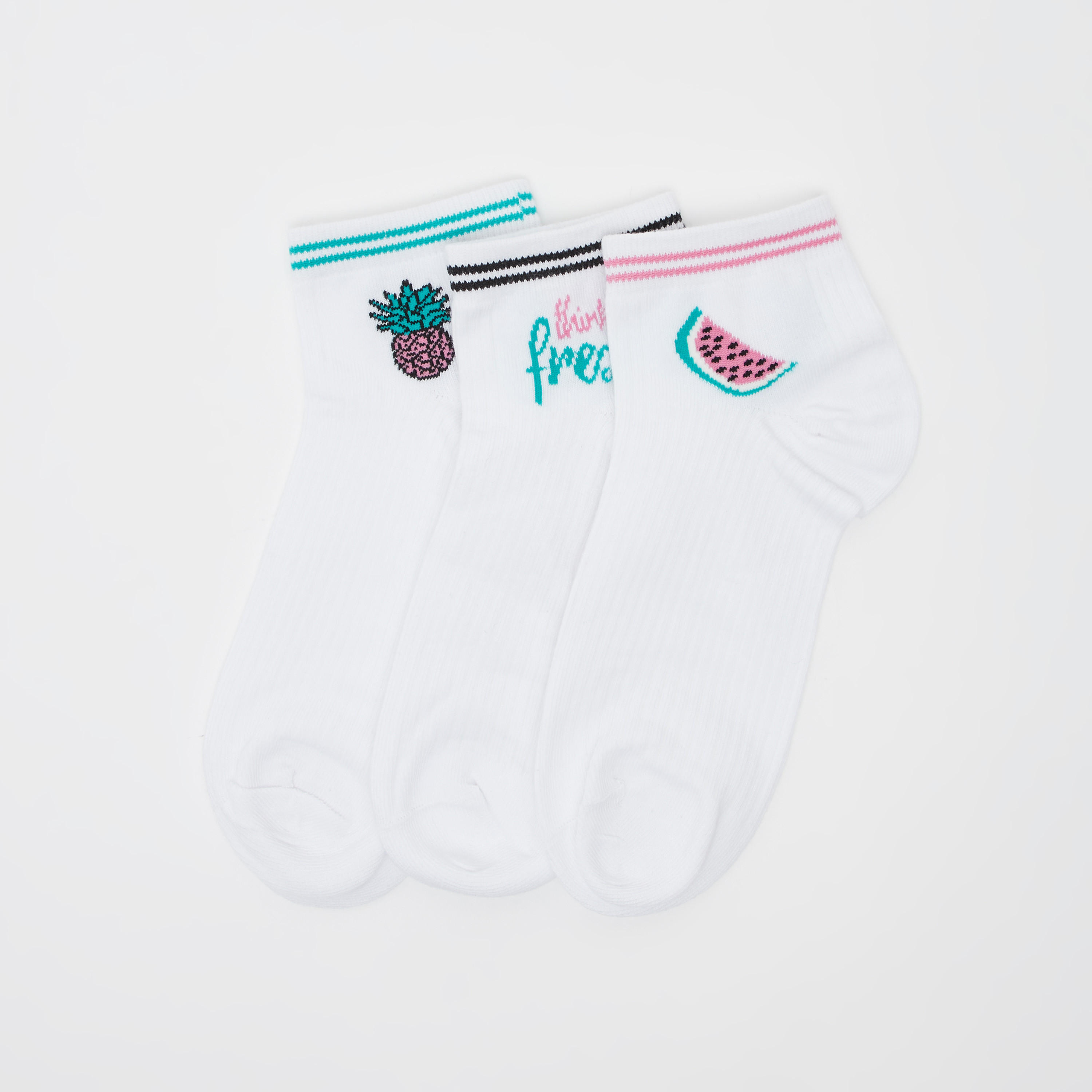 Set of 3 - Assorted Ankle Length Socks with Cuffed Hem-women-socksandstockings-image-1