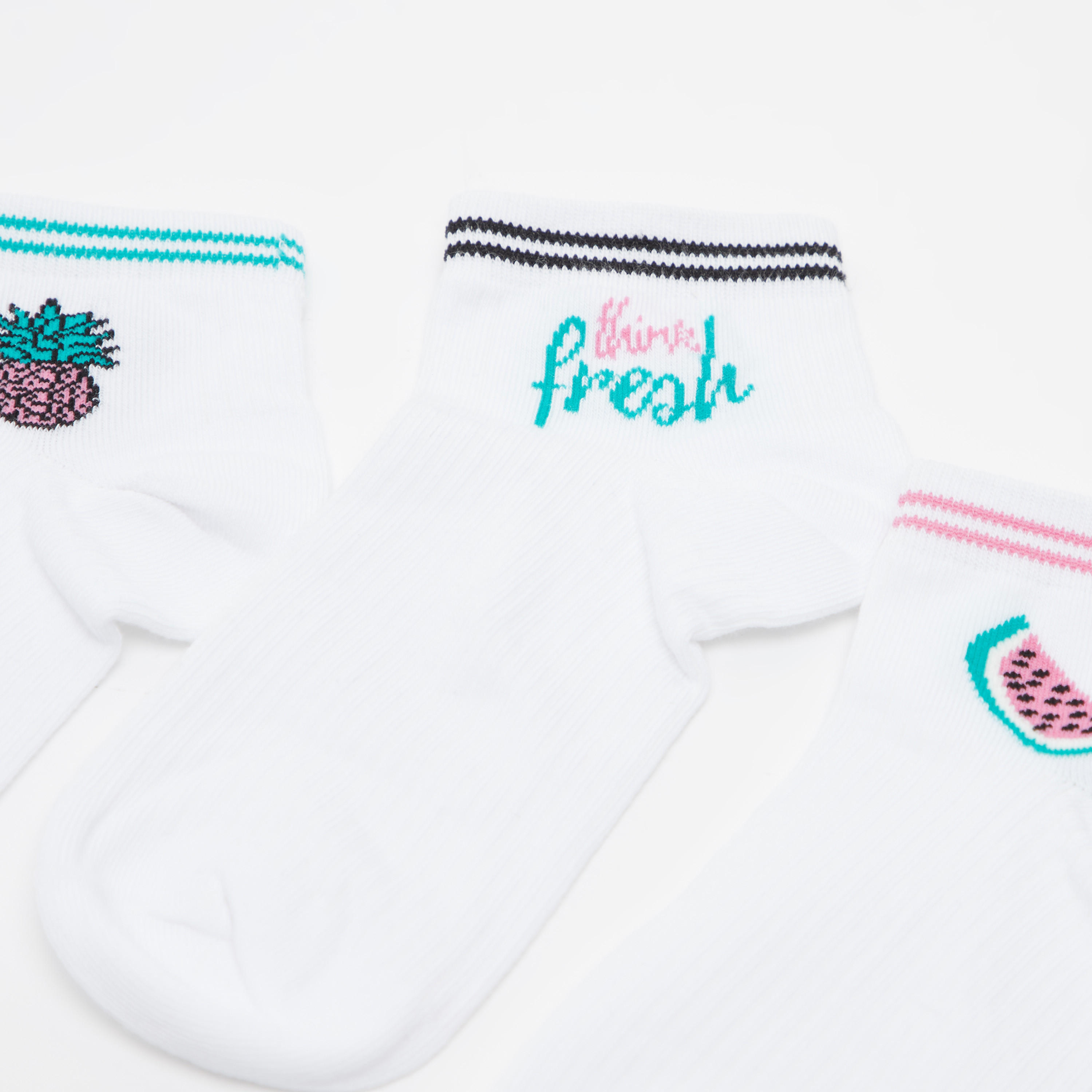 Set of 3 - Assorted Ankle Length Socks with Cuffed Hem-women-socksandstockings-image-2
