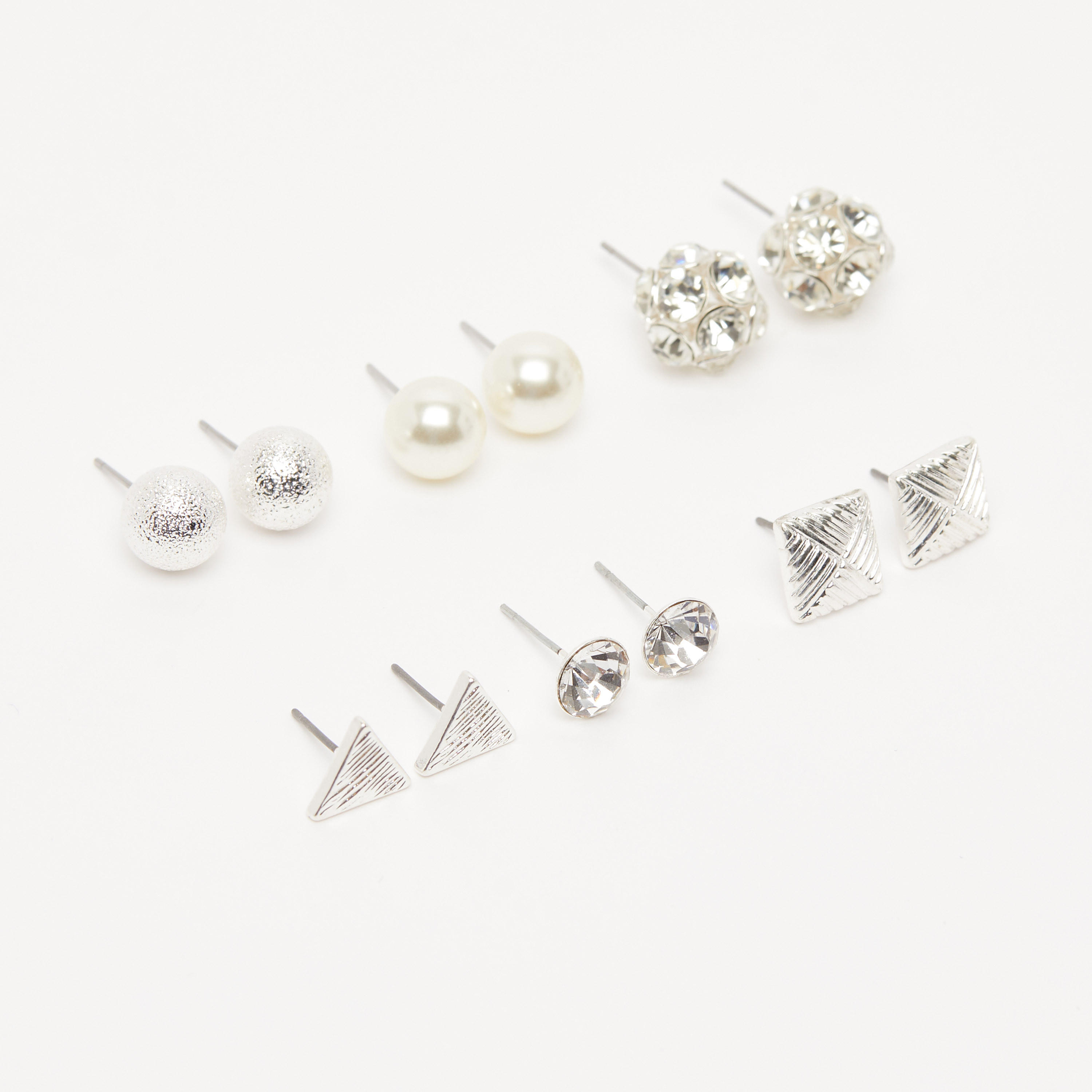 حلق أزرار مزيّن بمكبس إغلاق - طقم من 6 أزواج-women-watchesandjewellery-jewellery-earrings-image-3
