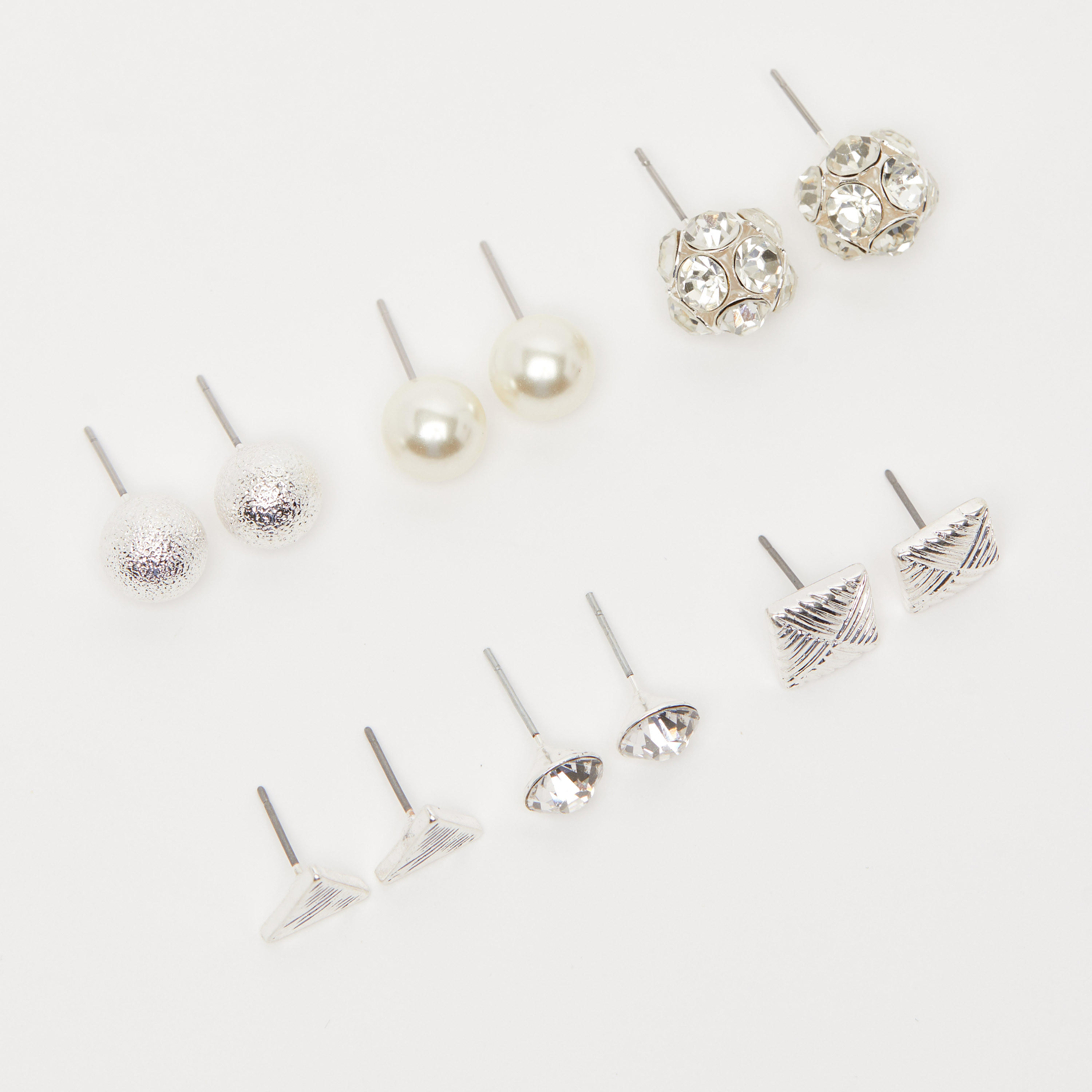 حلق أزرار مزيّن بمكبس إغلاق - طقم من 6 أزواج-women-watchesandjewellery-jewellery-earrings-image-1