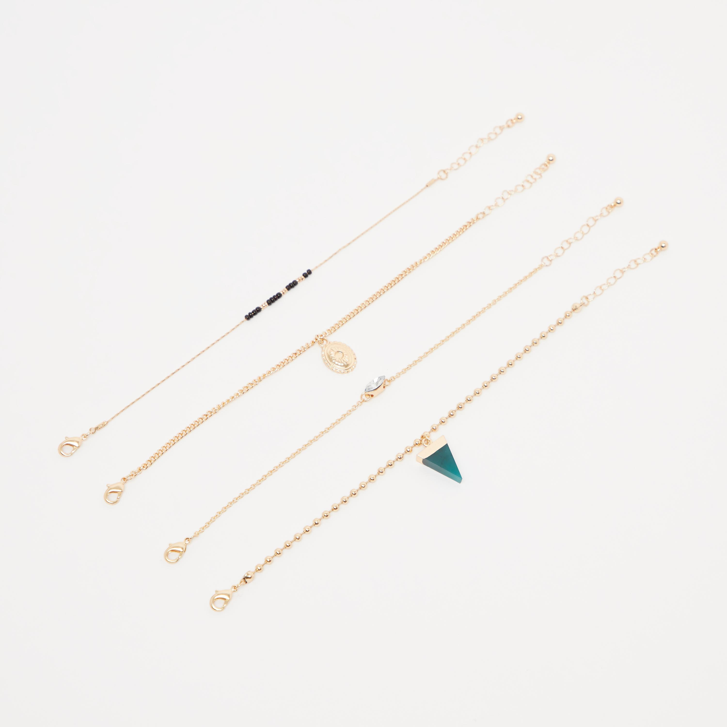 طقم أساور بتزيينات متنوّعة بمشبك إغلاق - 4 قطع-women-watchesandjewellery-jewellery-banglesandbracelets-image-1