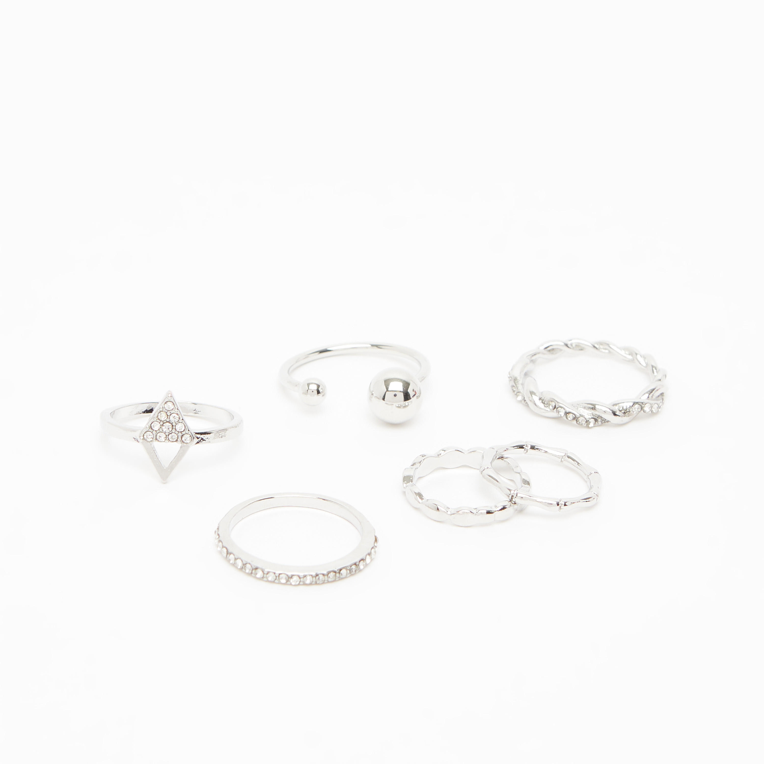 خواتم مزيّنة - طقم من 6 قطع-women-watchesandjewellery-jewellery-rings-image-1