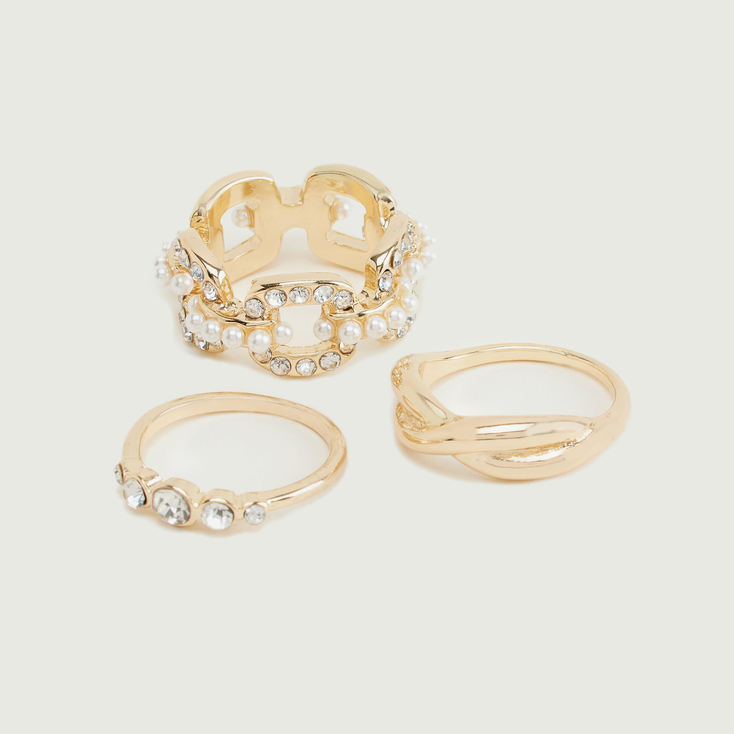 Set of 3 - Embellished Finger Rings-women-watchesandjewellery-jewellery-rings-image-1