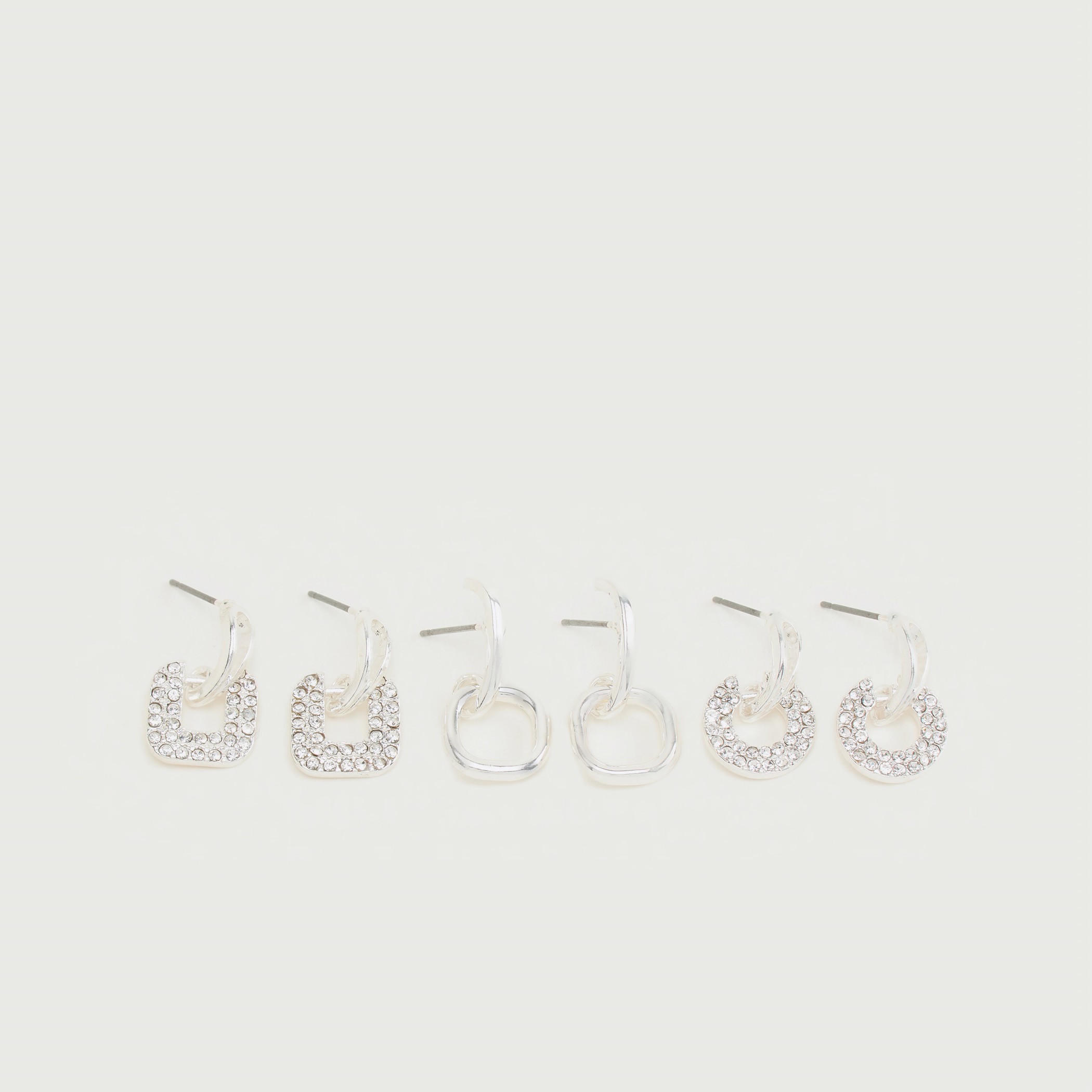 حلقان مرصّعة بتزيينات ومكبس إغلاق - طقم من 3 أزواج-women-watchesandjewellery-jewellery-earrings-image-2