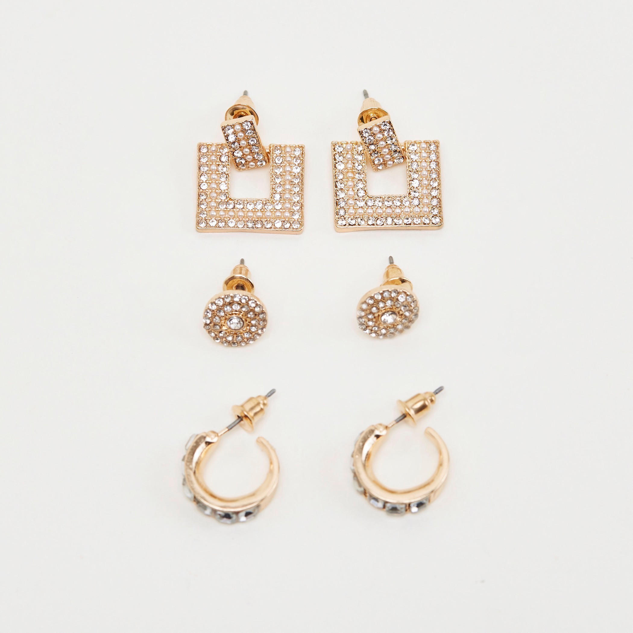 حلقان مرصّعة بتزيينات ومكبس إغلاق - طقم من زوجين-women-watchesandjewellery-jewellery-earrings-image-5