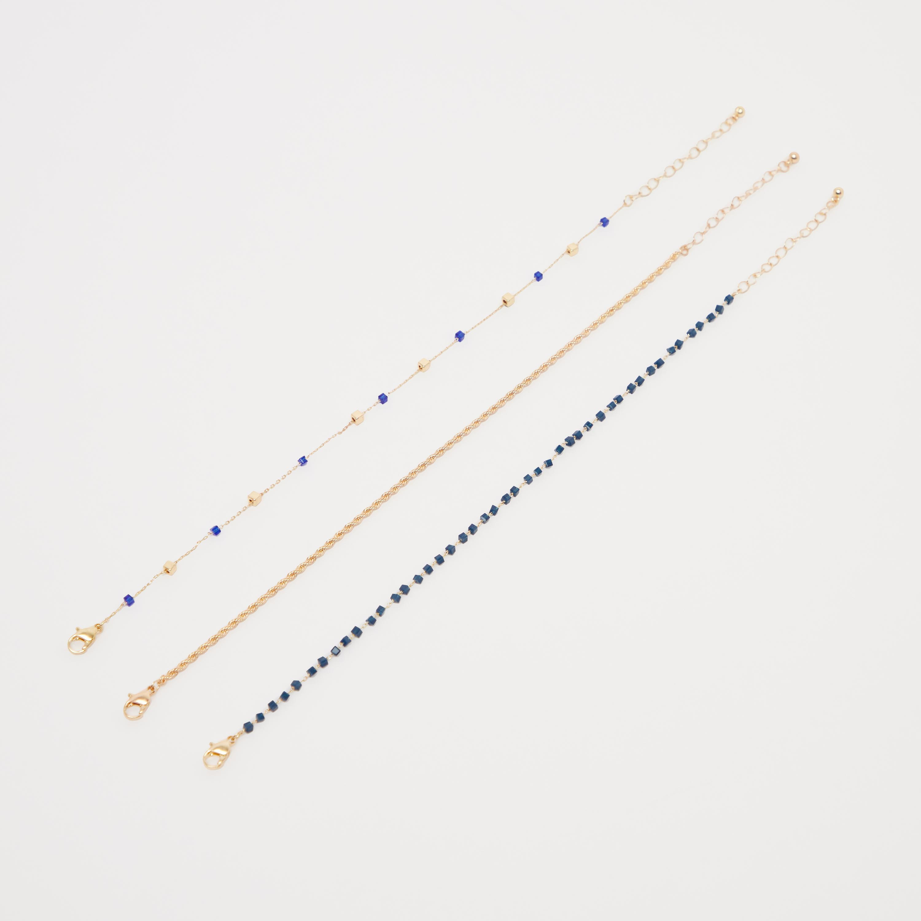 طقم خلخال متنوّع بمشبك إغلاق - طقم من 3 قطع-women-watchesandjewellery-jewellery-anklets-image-1