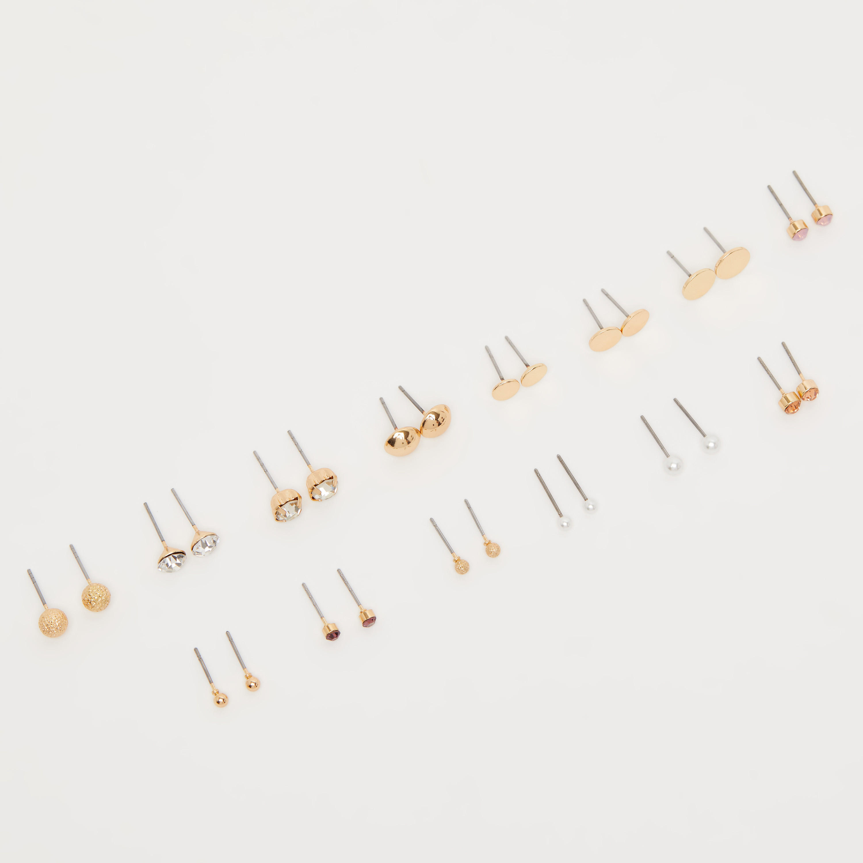 حلقان مرصّعة بتزيينات ومكبس إغلاق - طقم من 14 زوجًا-women-watchesandjewellery-jewellery-earrings-image-3