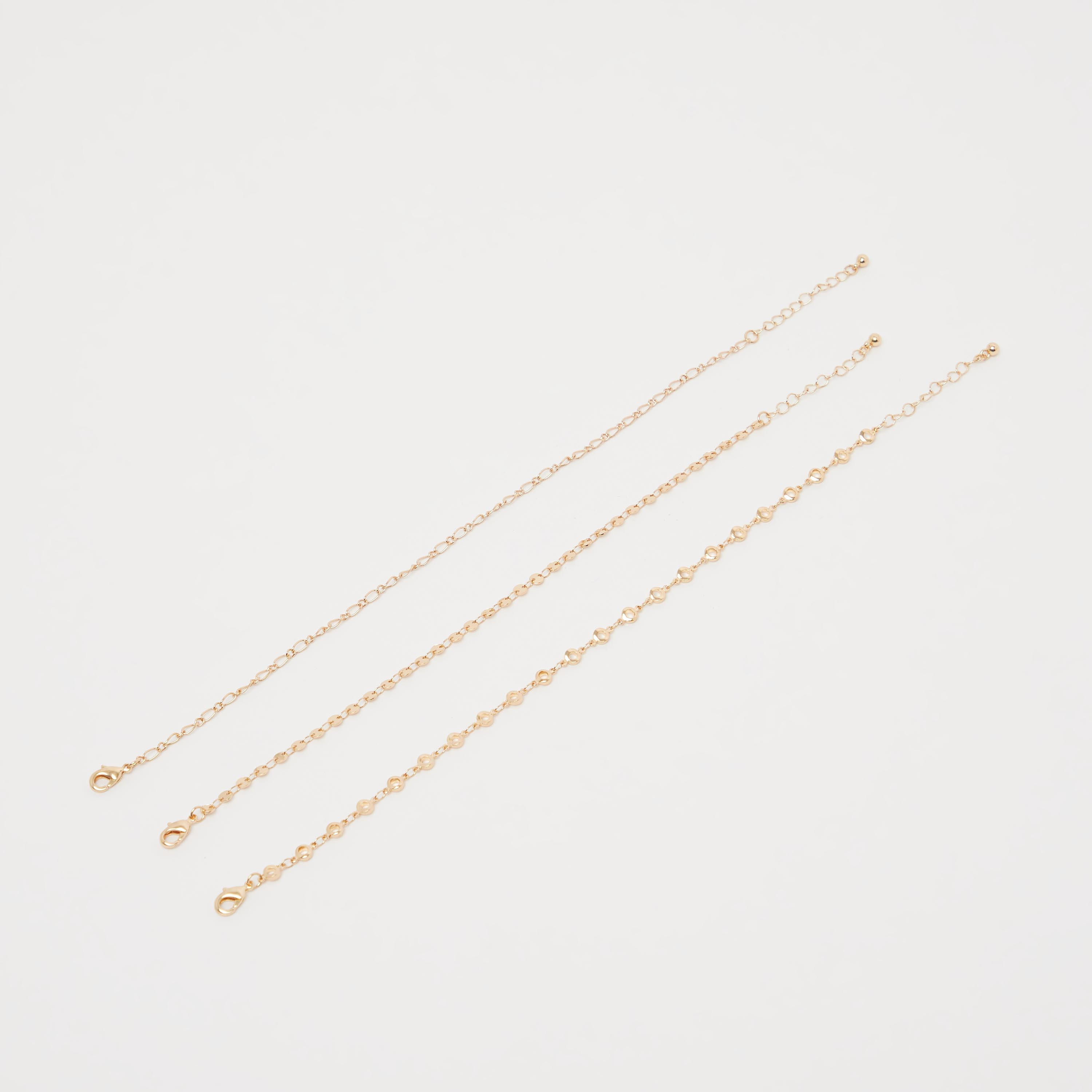 طقم خلخال متنوّع بمشبك إغلاق - طقم من 3 قطع-women-watchesandjewellery-jewellery-anklets-image-1