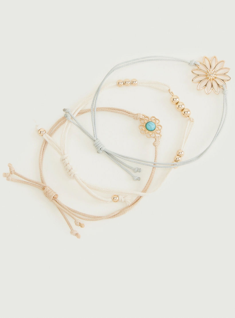 Set of 3 - Embellished Adjustable Anklets-women-watchesandjewellery-jewellery-anklets-image-1
