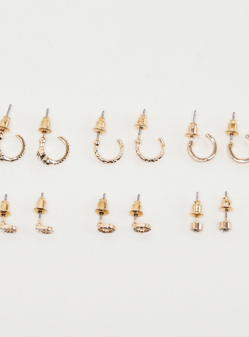 حلقان مرصّعة بتزيينات ومكبس إغلاق - طقم من 6 أزواج-women-watchesandjewellery-jewellery-earrings-image-5