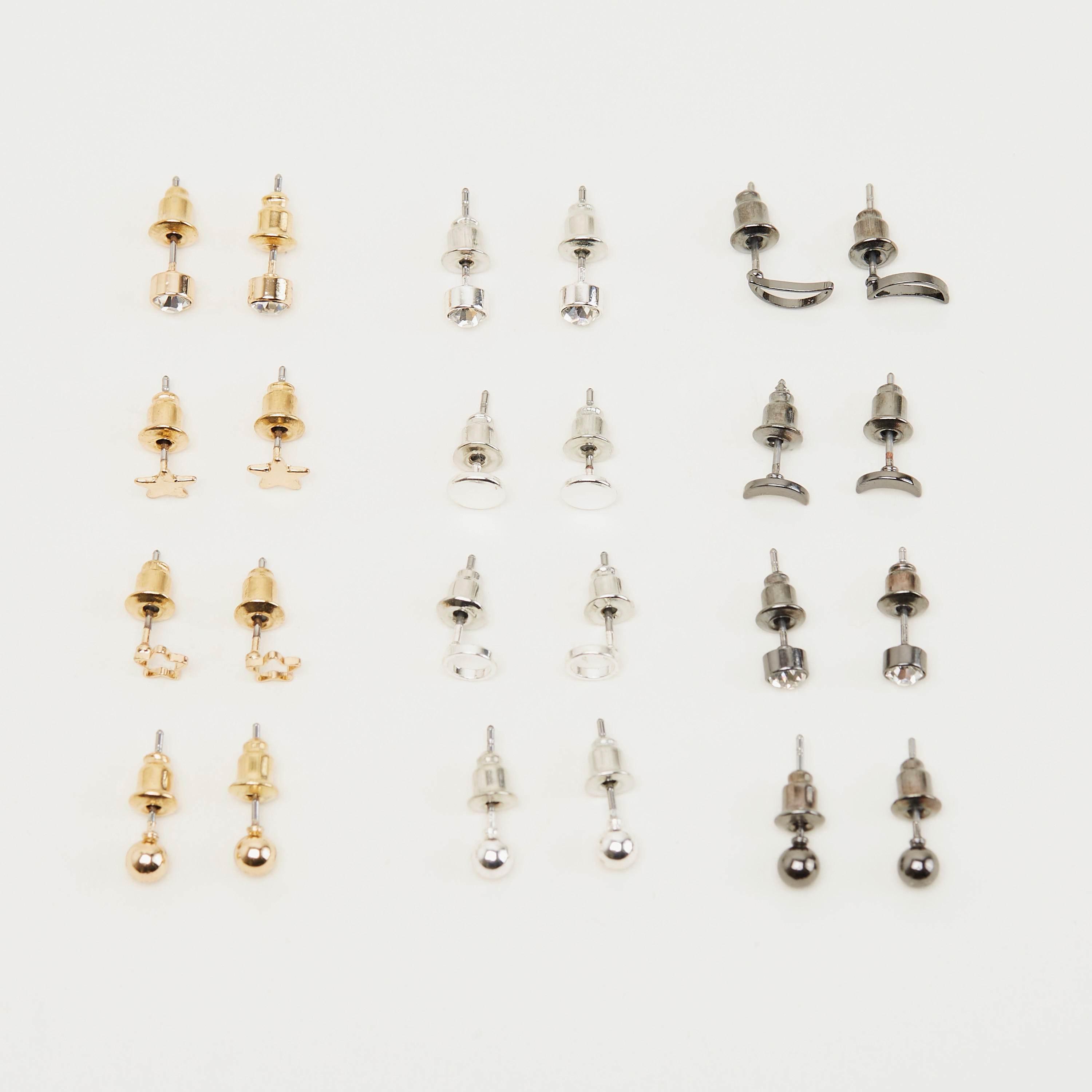 حلقان متنوعة مرصّعة بمكبس إغلاق - طقم من 12-women-watchesandjewellery-jewellery-earrings-image-5