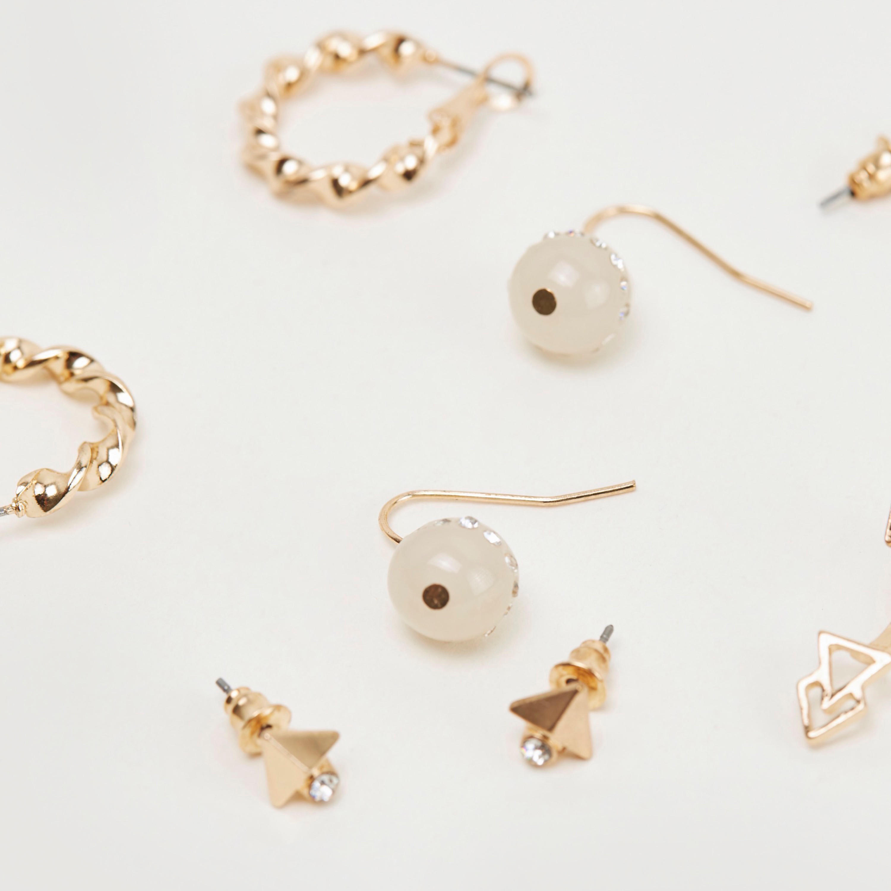 طقم حلقان بتزيينات متنوعة - 6 أزواج-women-watchesandjewellery-jewellery-earrings-image-3