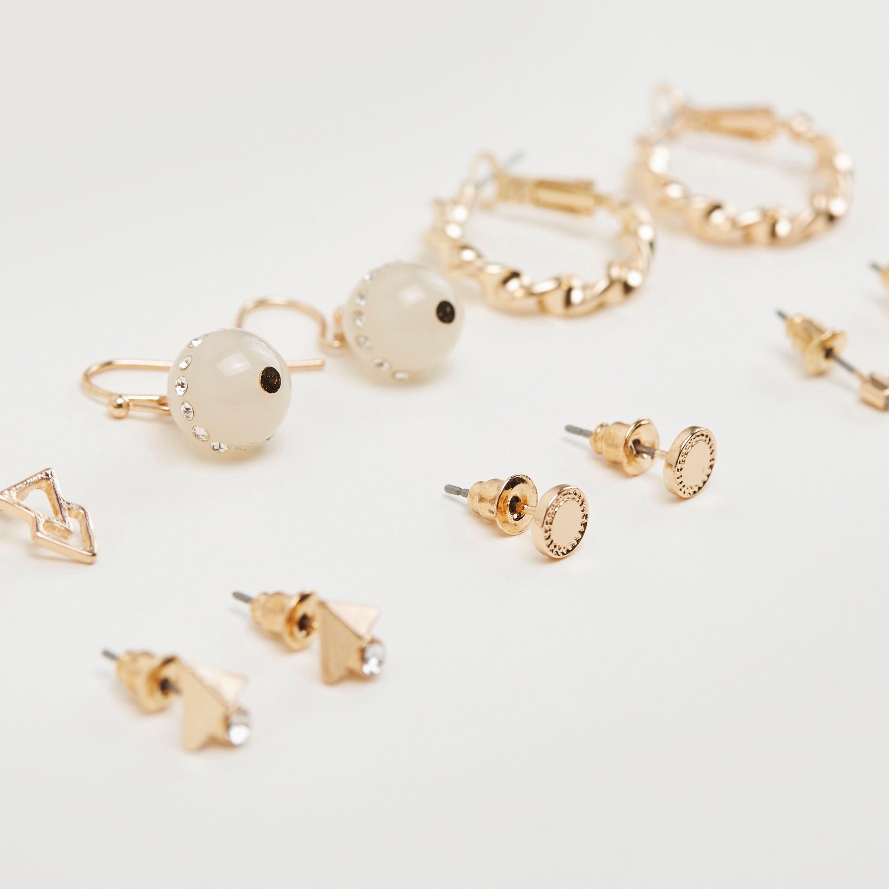 طقم حلقان بتزيينات متنوعة - 6 أزواج-women-watchesandjewellery-jewellery-earrings-image-1