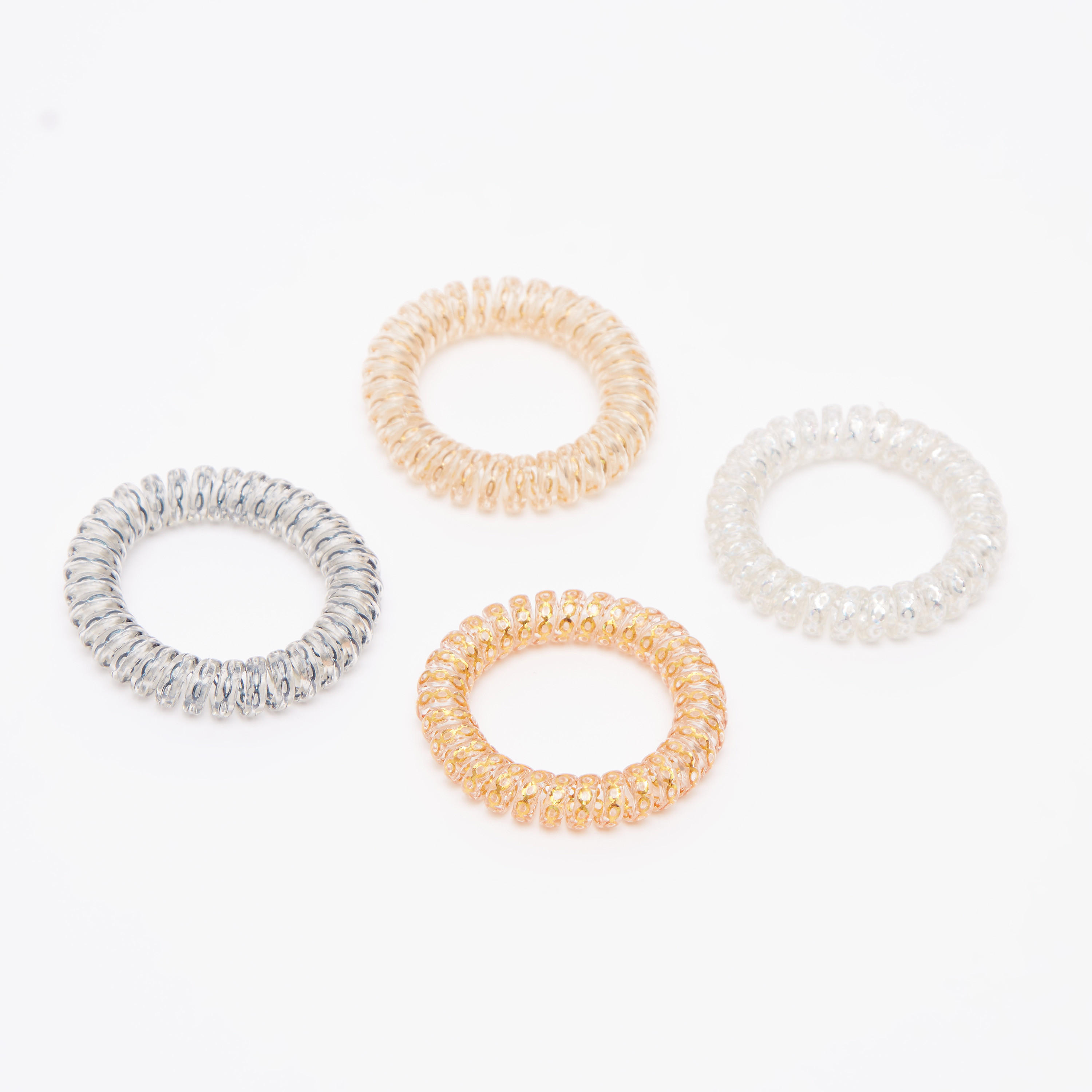 Set of 4 - Assorted Spiral Hair Ties-women-hairaccessories-image-1