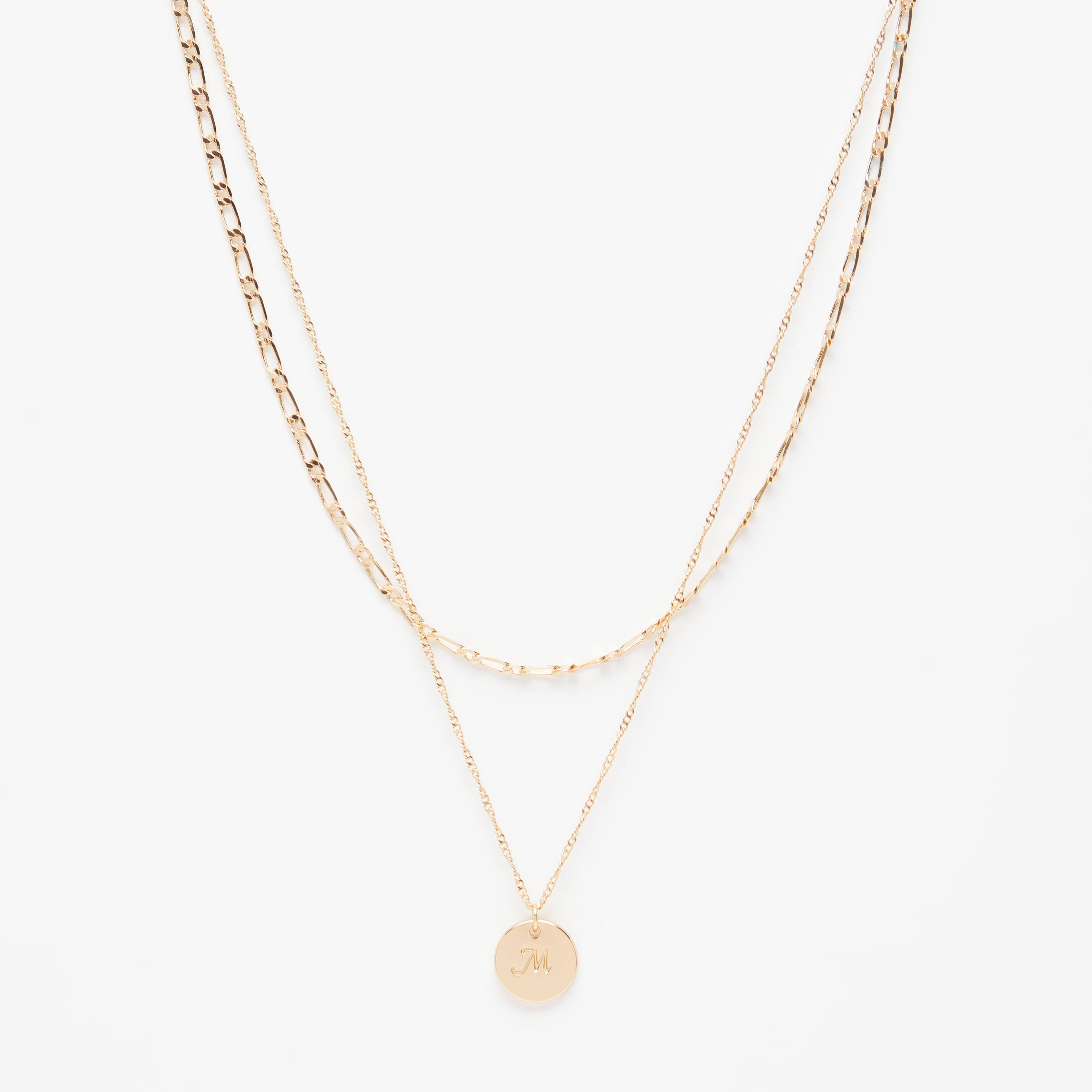 قلادة الحروف الأبجدية بدلّاية متعددة الطبقات - حرف M-women-watchesandjewellery-jewellery-necklacesandpendants-image-1