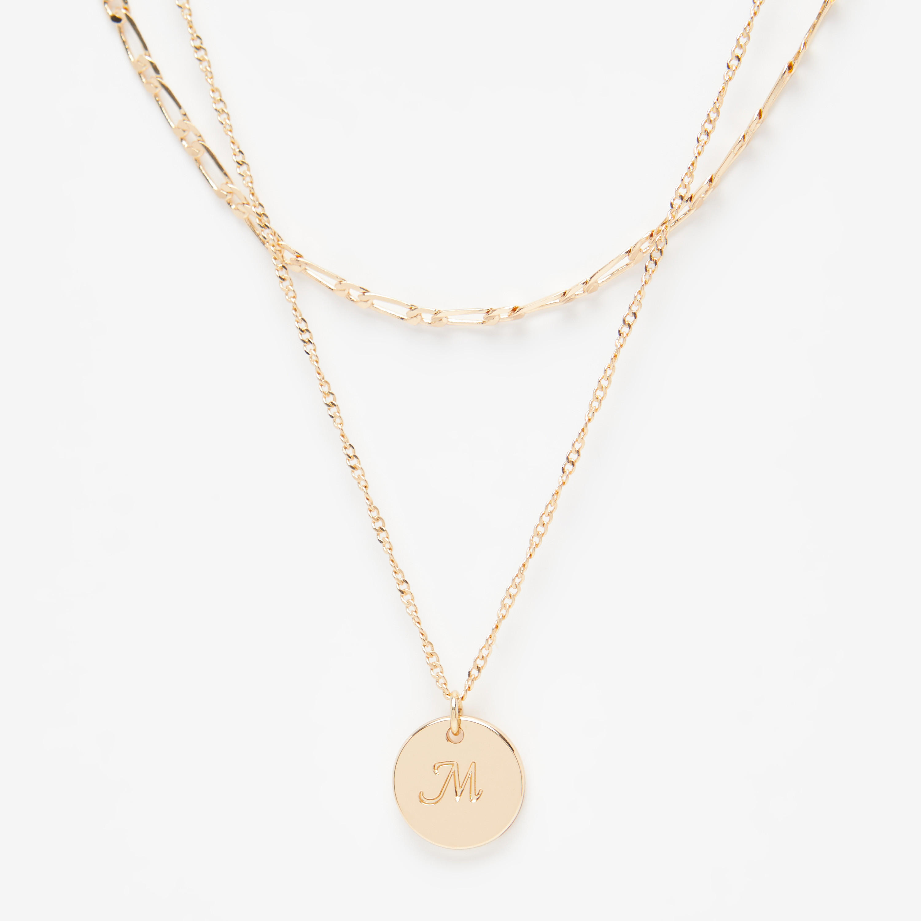 قلادة الحروف الأبجدية بدلّاية متعددة الطبقات - حرف M-women-watchesandjewellery-jewellery-necklacesandpendants-image-2