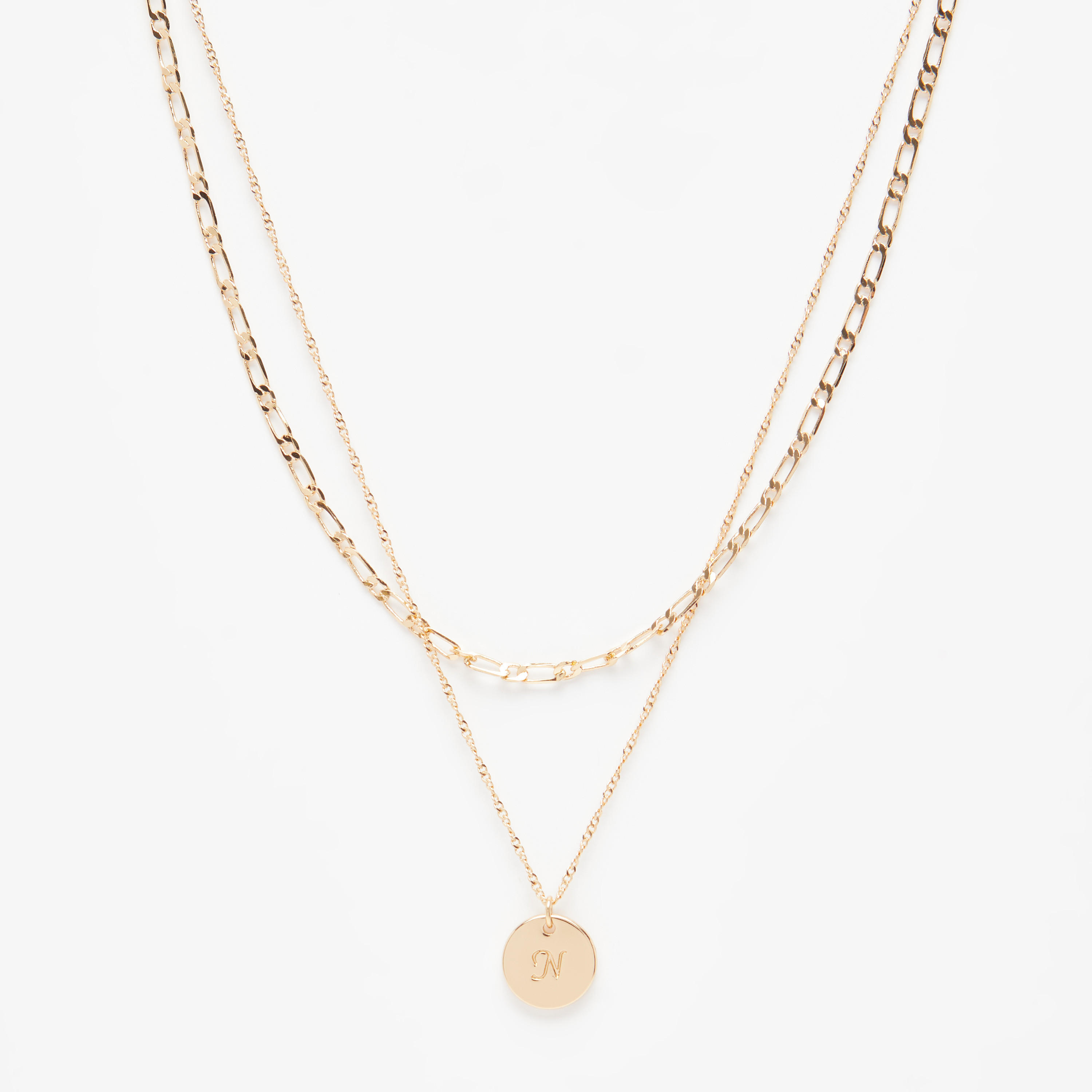 قلادة الحروف الأبجدية بدلّاية متعددة الطبقات - حرف N-women-watchesandjewellery-jewellery-necklacesandpendants-image-1