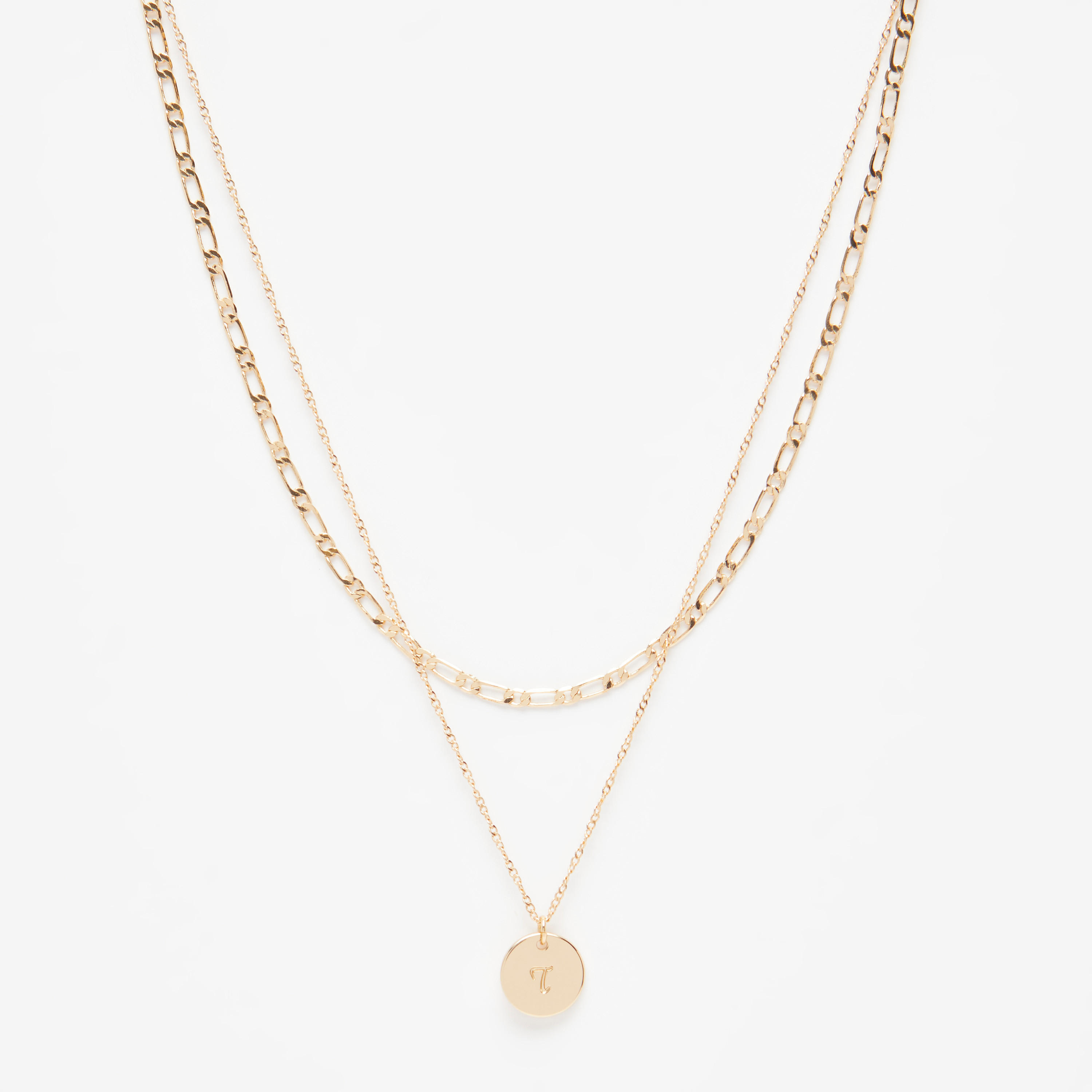 قلادة الحروف الأبجدية بدلّاية متعددة الطبقات - حرف T-women-watchesandjewellery-jewellery-necklacesandpendants-image-1