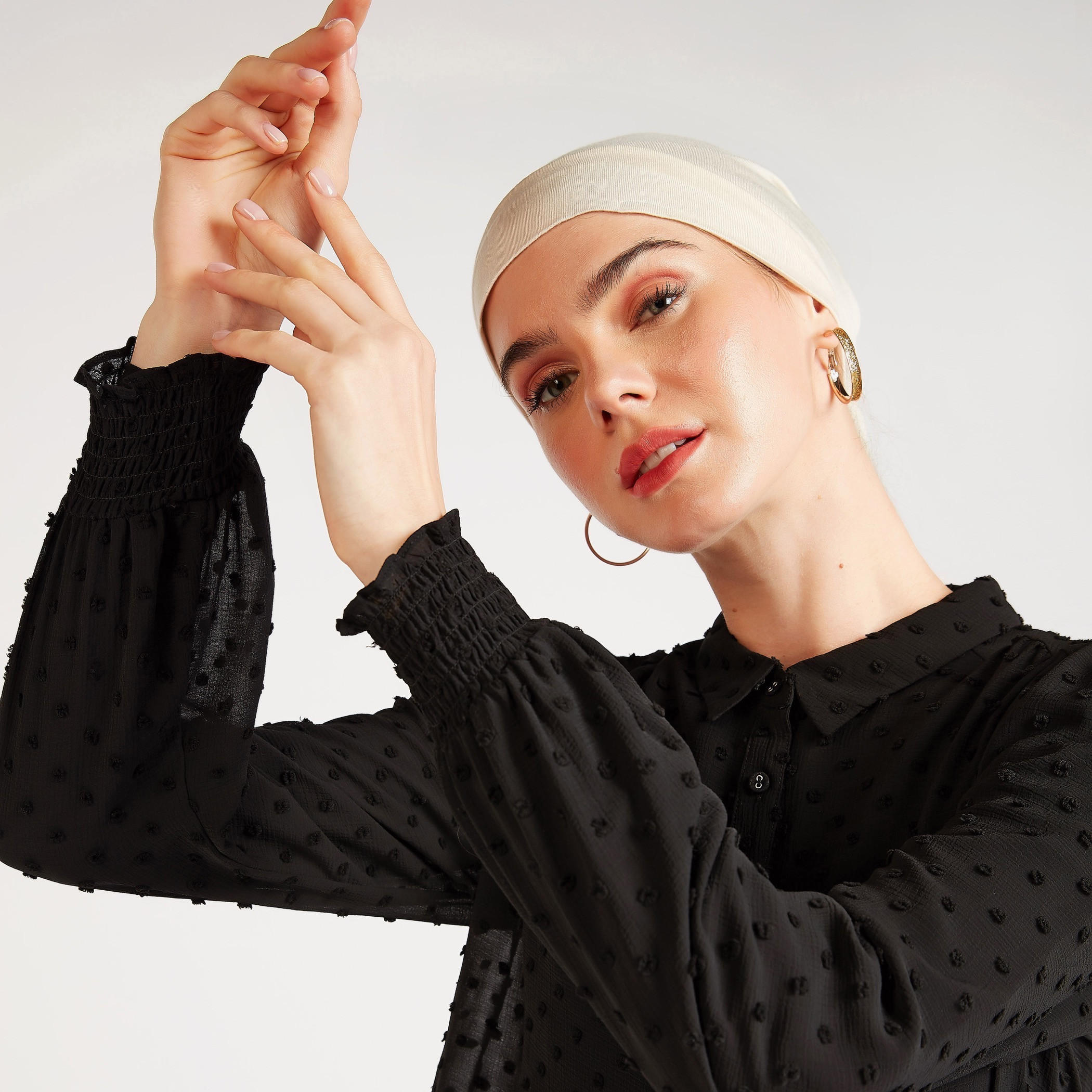 Textured Cap with Cuffed Hem-women-clothingaccessories-capsandhats-image-2