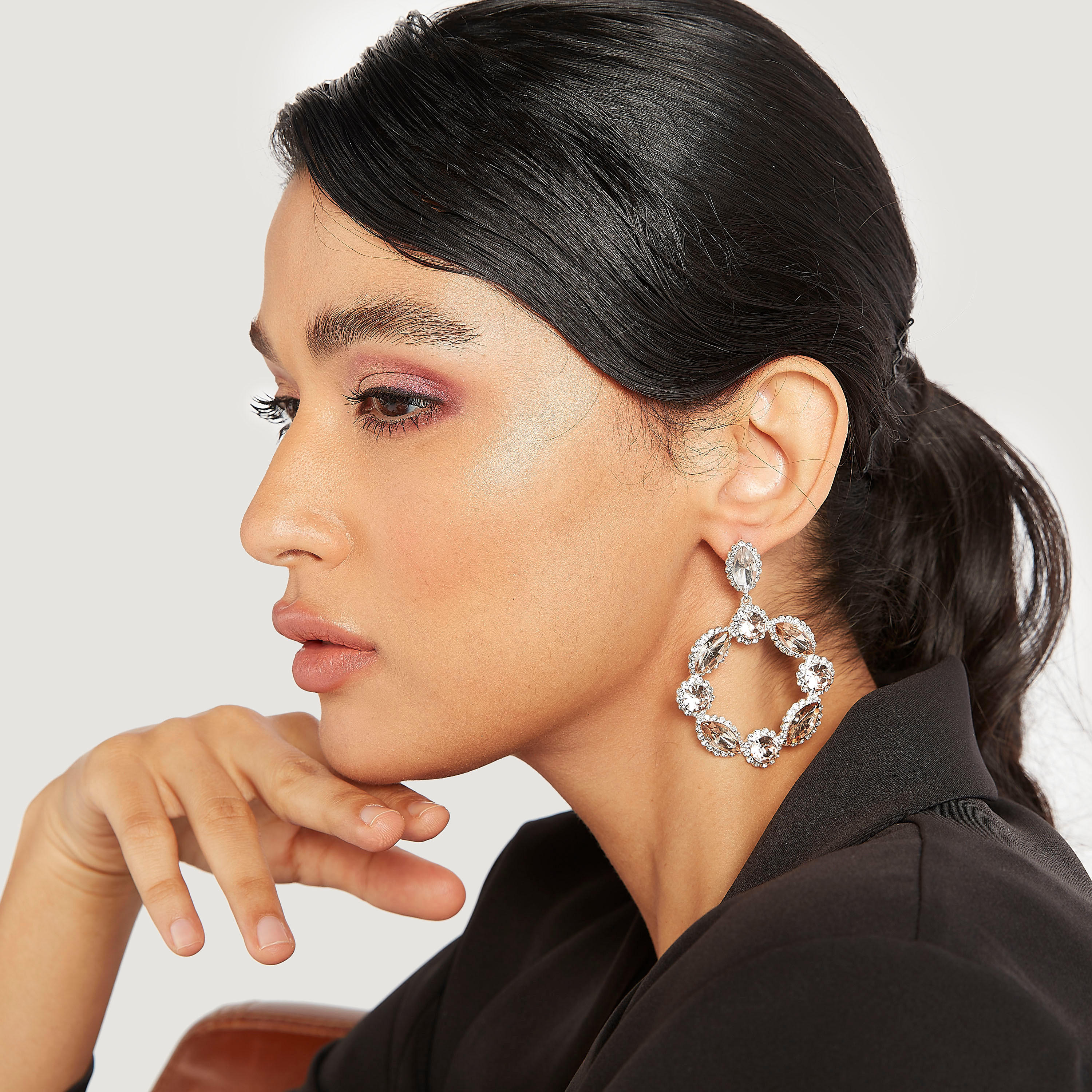 Embellished Dangling Earrings with Pushback Closure-women-watchesandjewellery-jewellery-earrings-image-2