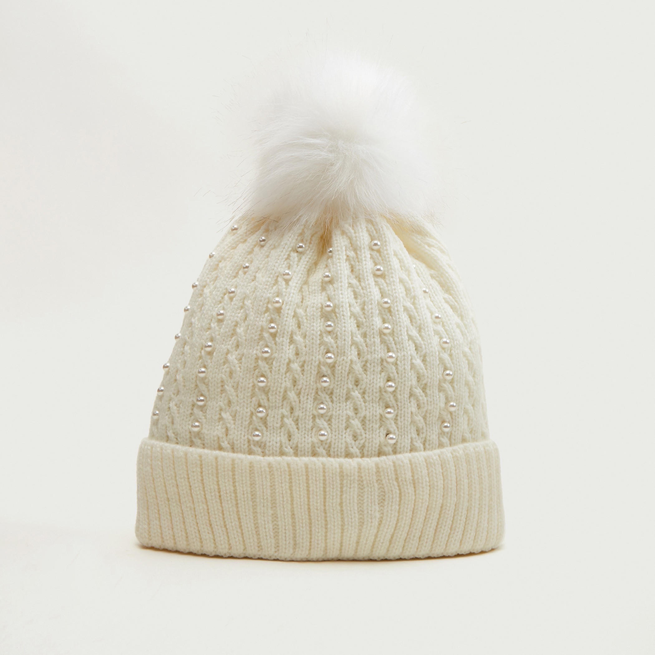 قبعة بيني مزيّنة بأطراف مطّاطيّة وتفاصيل بوم بوم-women-clothingaccessories-capsandhats-image-1