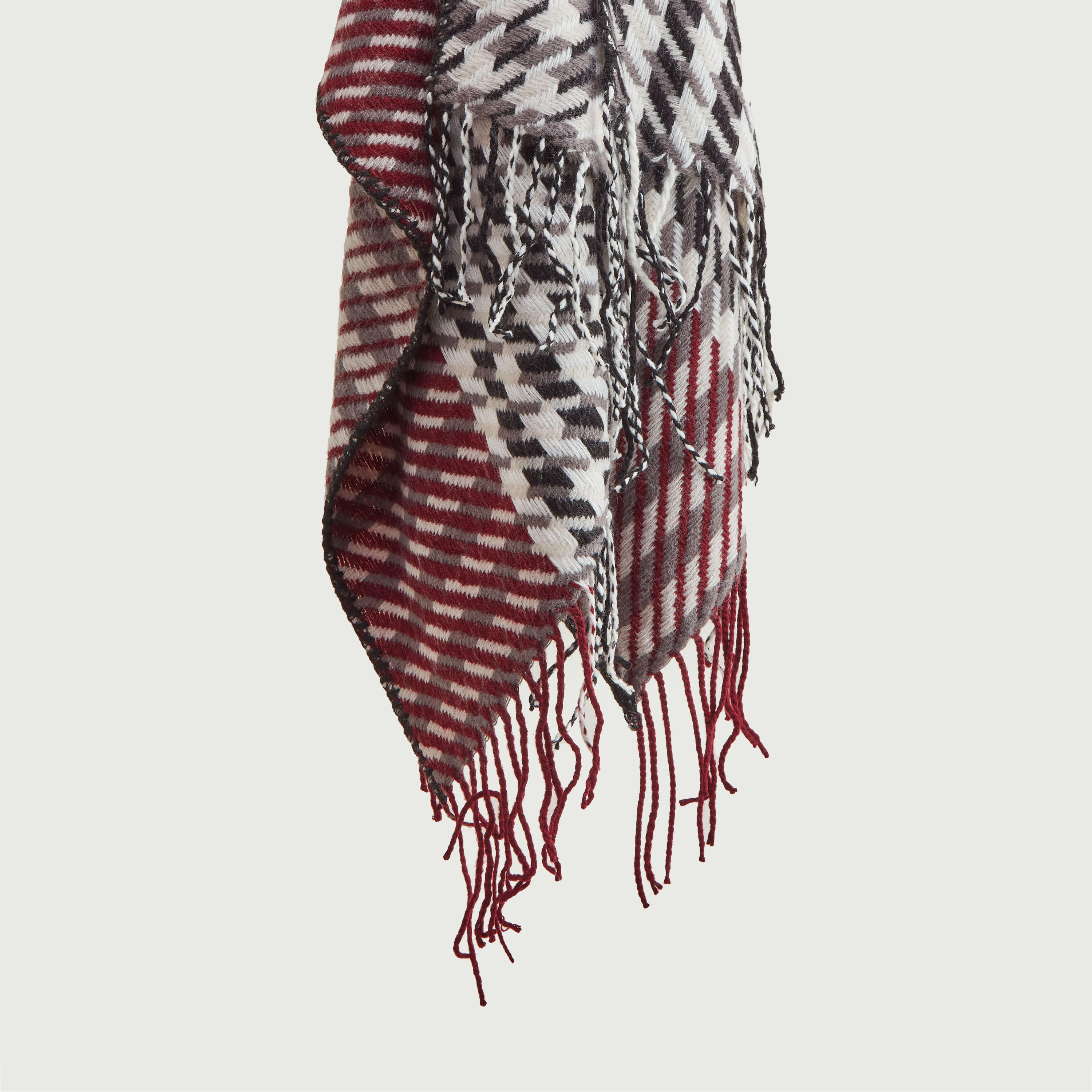 Houndstooth Poncho with Fringe Detail and Pockets-women-clothingaccessories-scarves-image-2