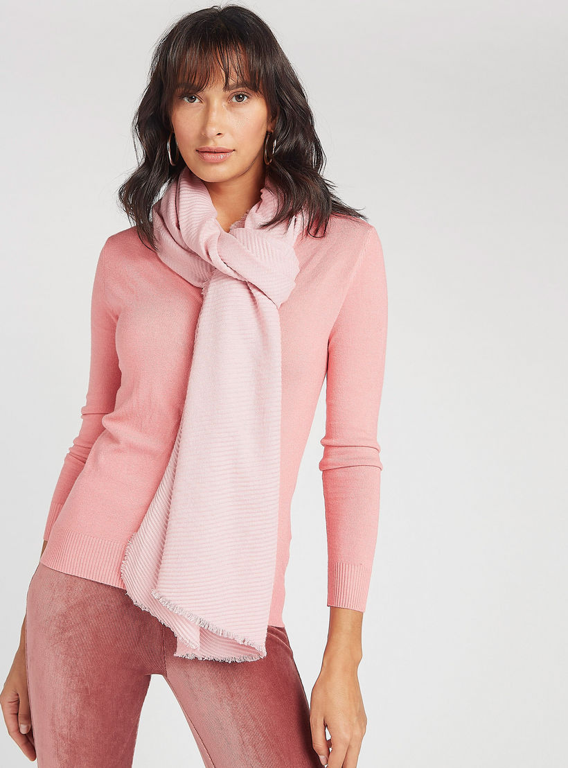 Pleated Scarf with Frayed Edges-women-clothingaccessories-scarves-image-2