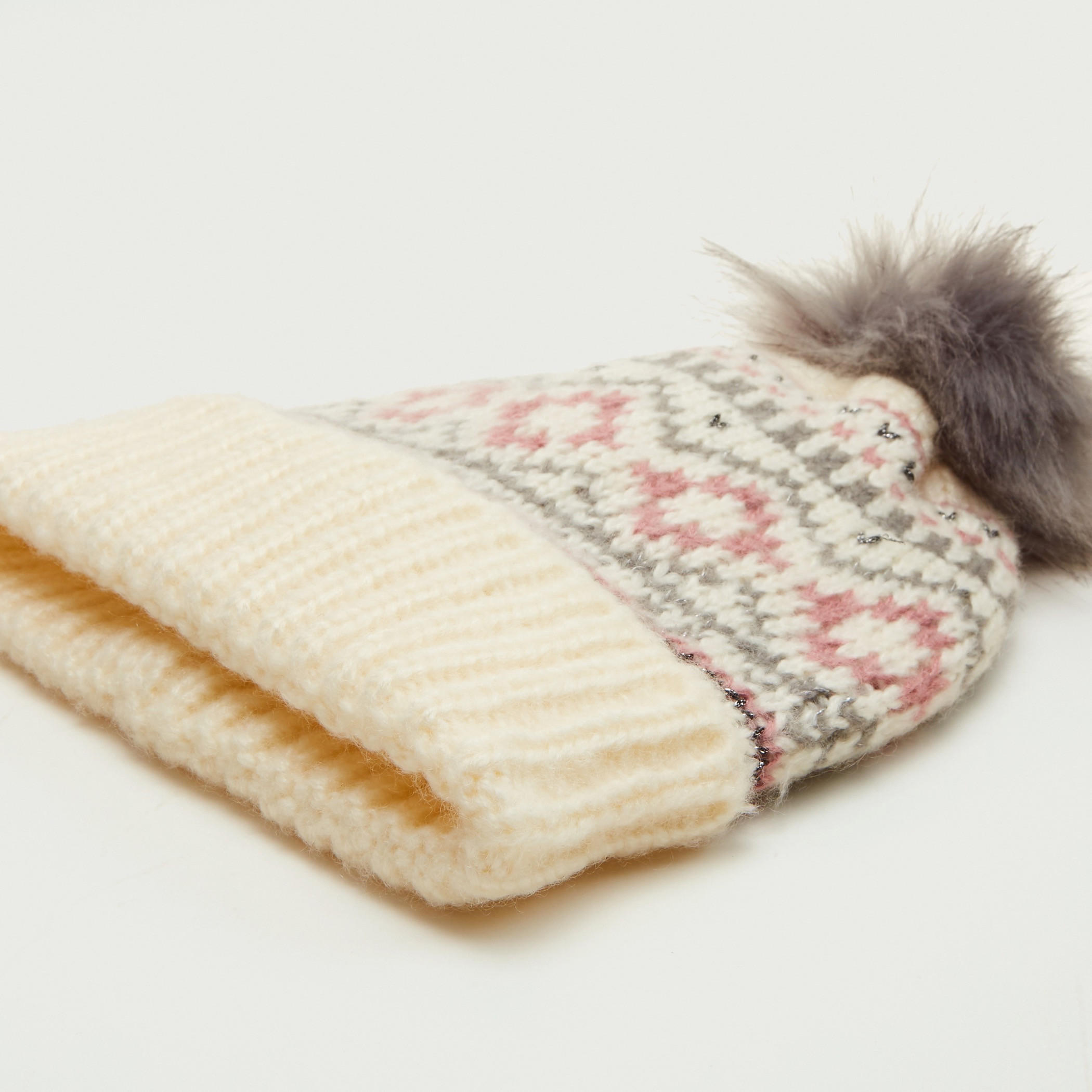 Textured Beanie Cap with Cuffed Hem and Applique Detail-women-clothingaccessories-capsandhats-image-4