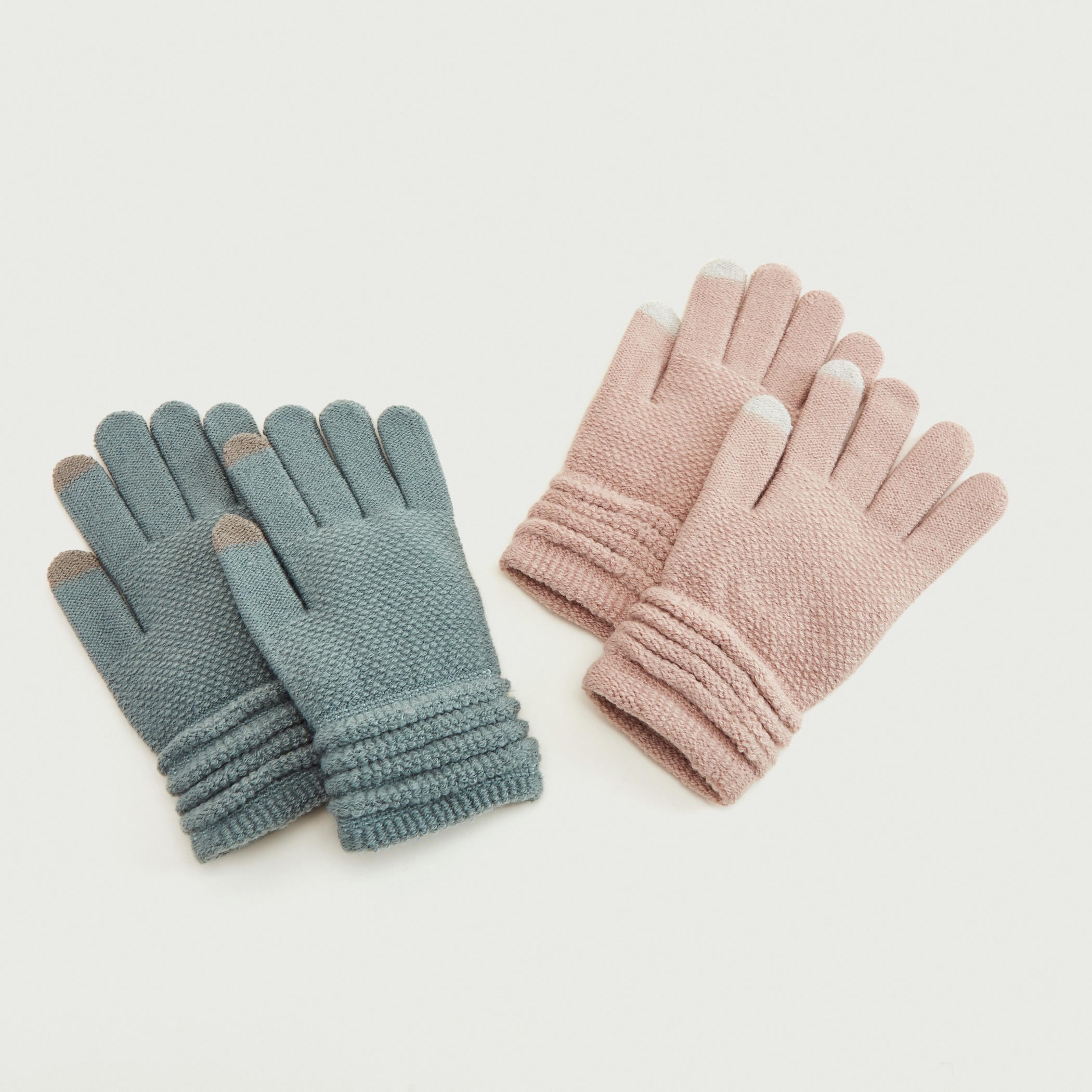 Set of 2 - Textured Gloves with Cuffed Hem-women-clothingaccessories-gloves-image-3