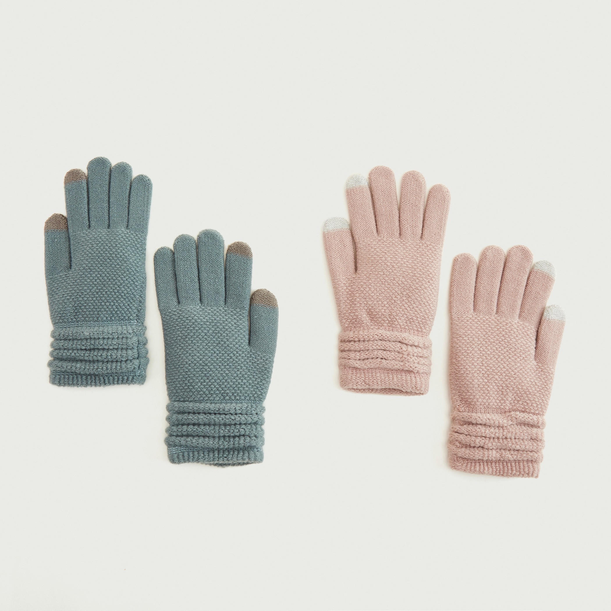 Set of 2 - Textured Gloves with Cuffed Hem-women-clothingaccessories-gloves-image-5