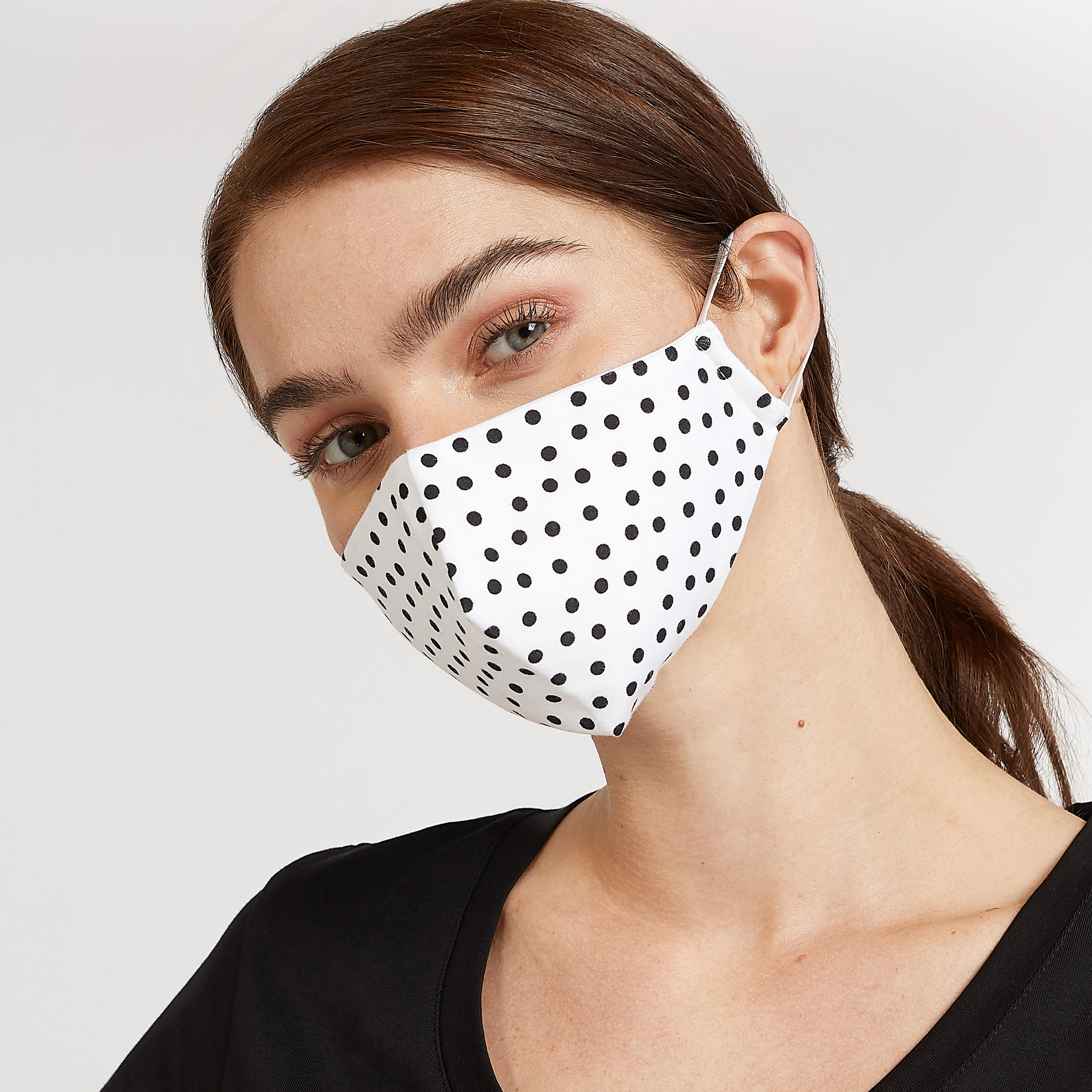 Polka Dot Print Face Mask with Elasticised Straps-women-clothingaccessories-fashionmasks-image-1