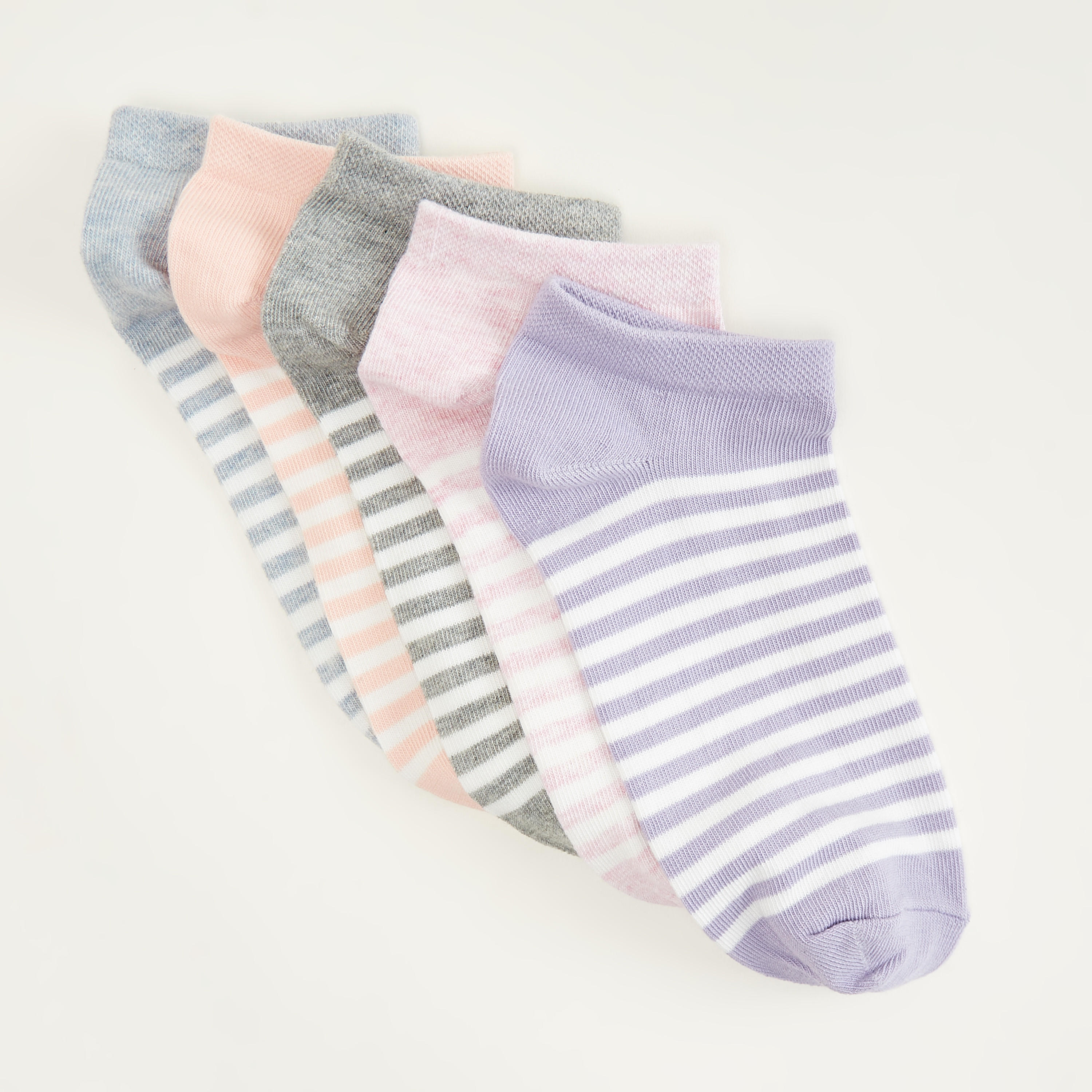جوارب مخطّطة بطول الكاحل - طقم من 5 أزواج-women-socksandstockings-image-2