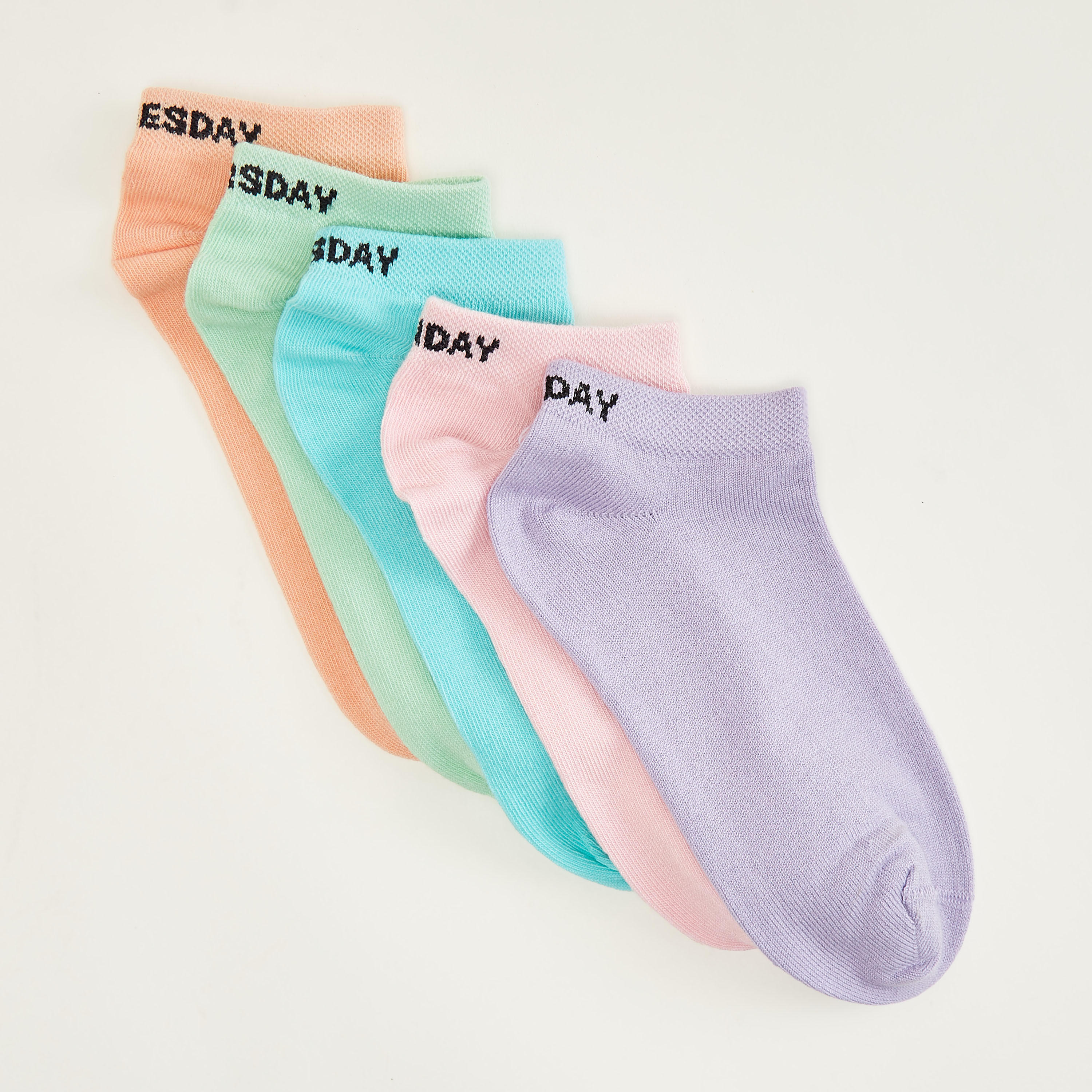 جوارب سادة بطول الكاحل - طقم من 5 أزواج-women-socksandstockings-image-3