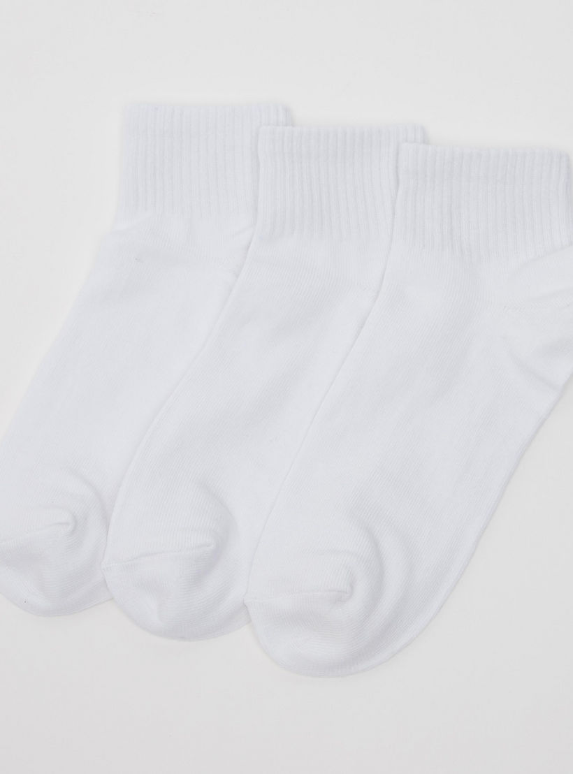 جوارب سادة بطول الكاحل وبحواف مطّاطية - طقم من 3 أزواج-women-socksandstockings-image-3