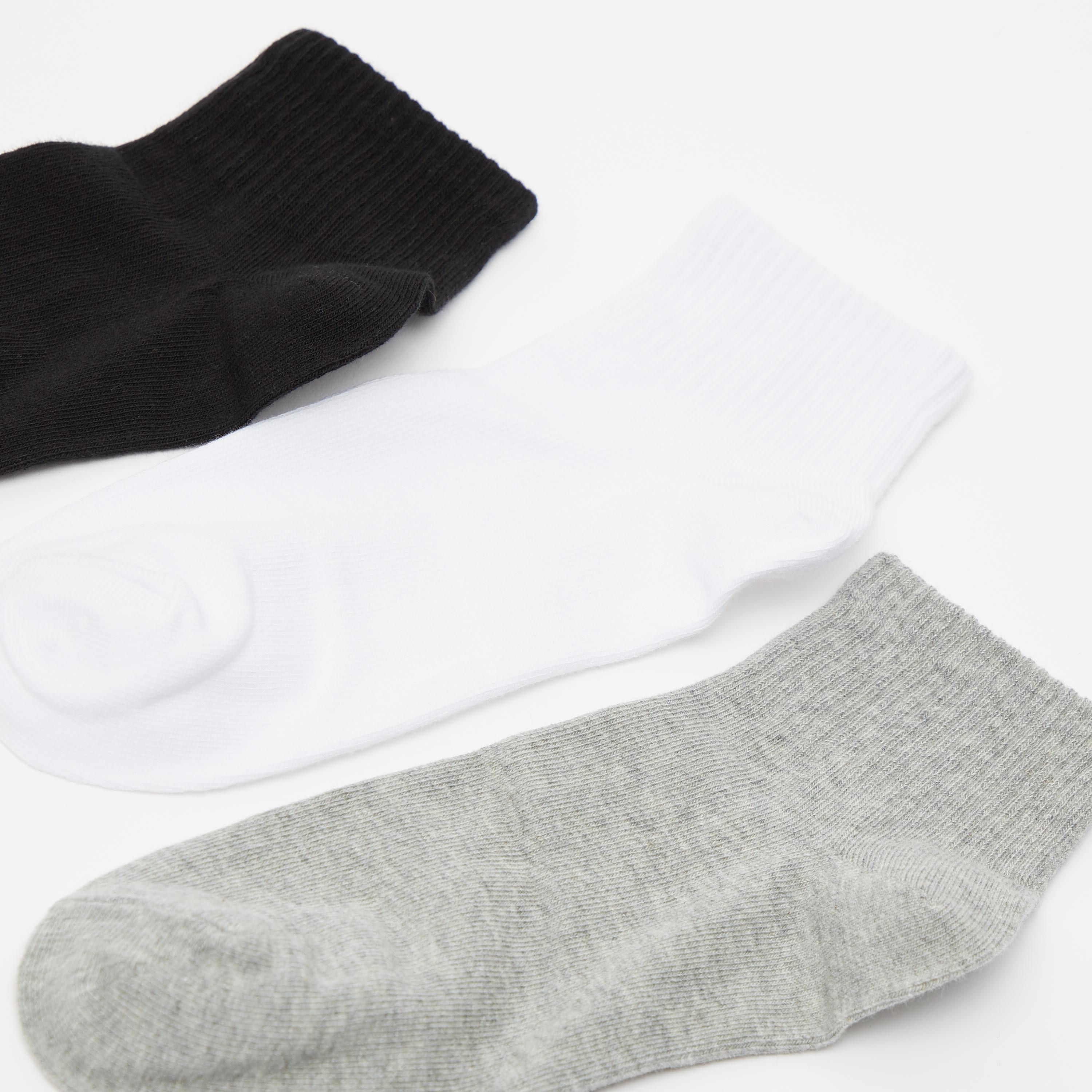 Set of 3 - Solid Ankle Length Socks with Ribbed Hem-women-socksandstockings-image-2