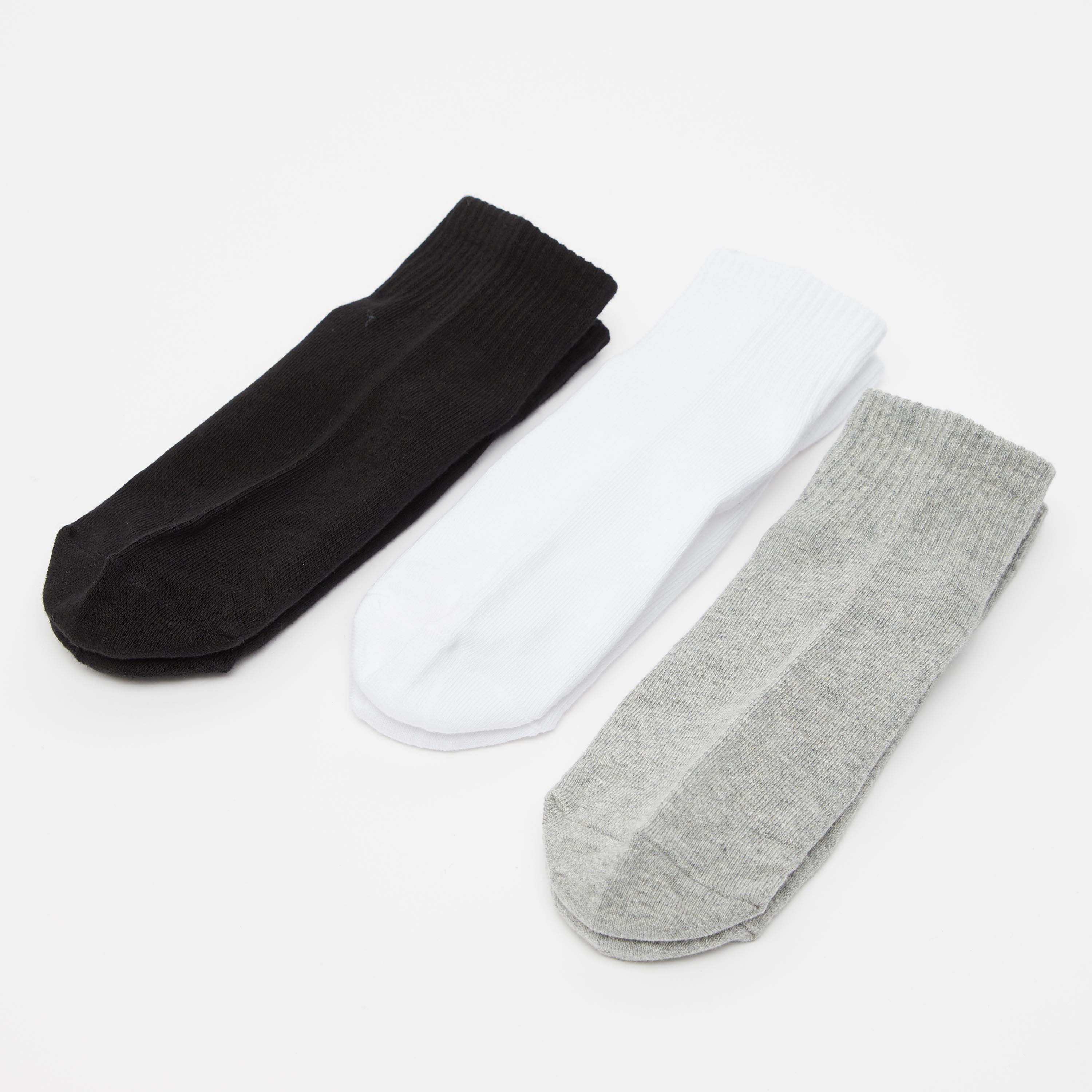 Set of 3 - Solid Ankle Length Socks with Ribbed Hem-women-socksandstockings-image-3