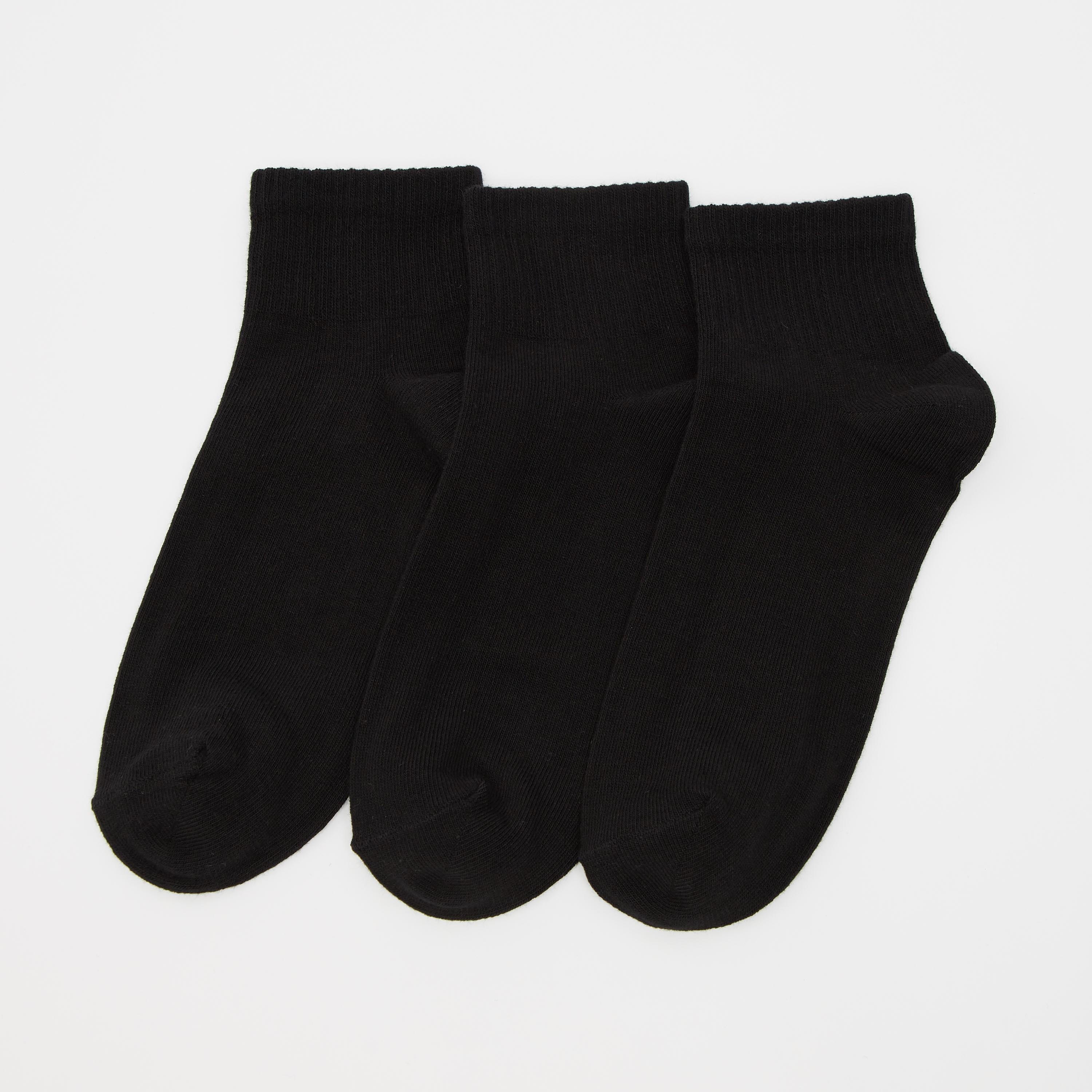 Set of 3 - Solid Ankle Length Socks with Ribbed Hem-women-socksandstockings-image-1
