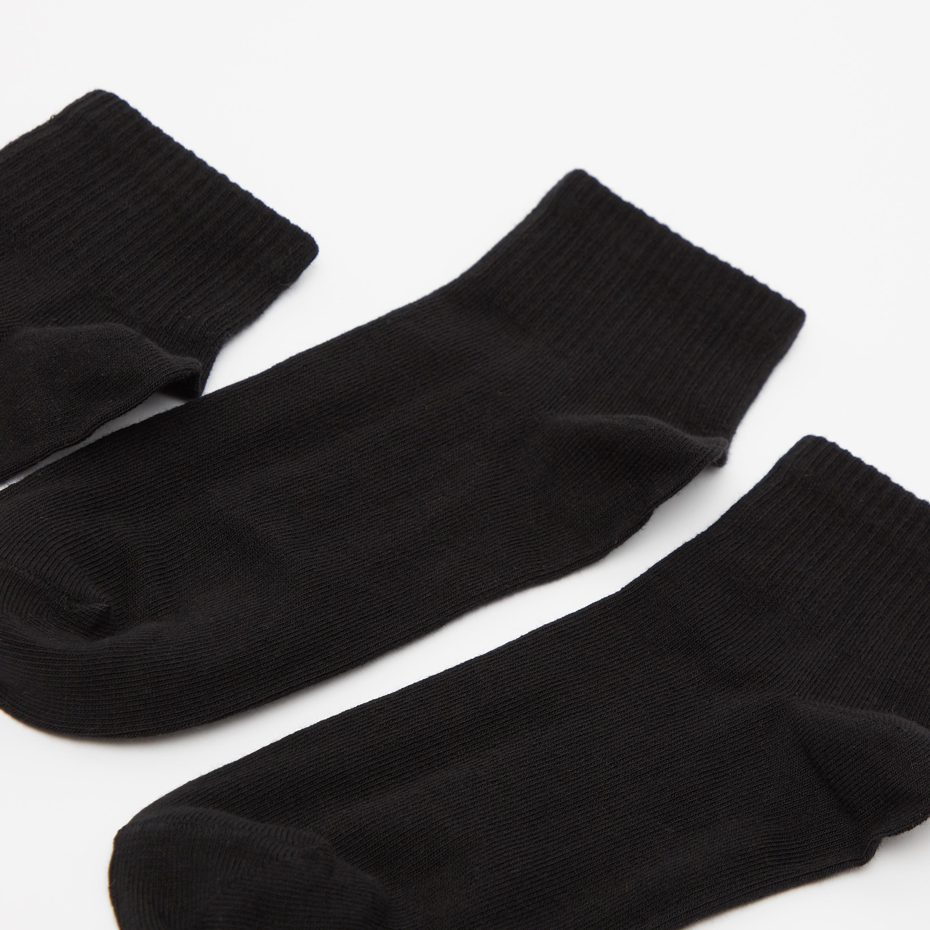 Set of 3 - Solid Ankle Length Socks with Ribbed Hem-women-socksandstockings-image-2
