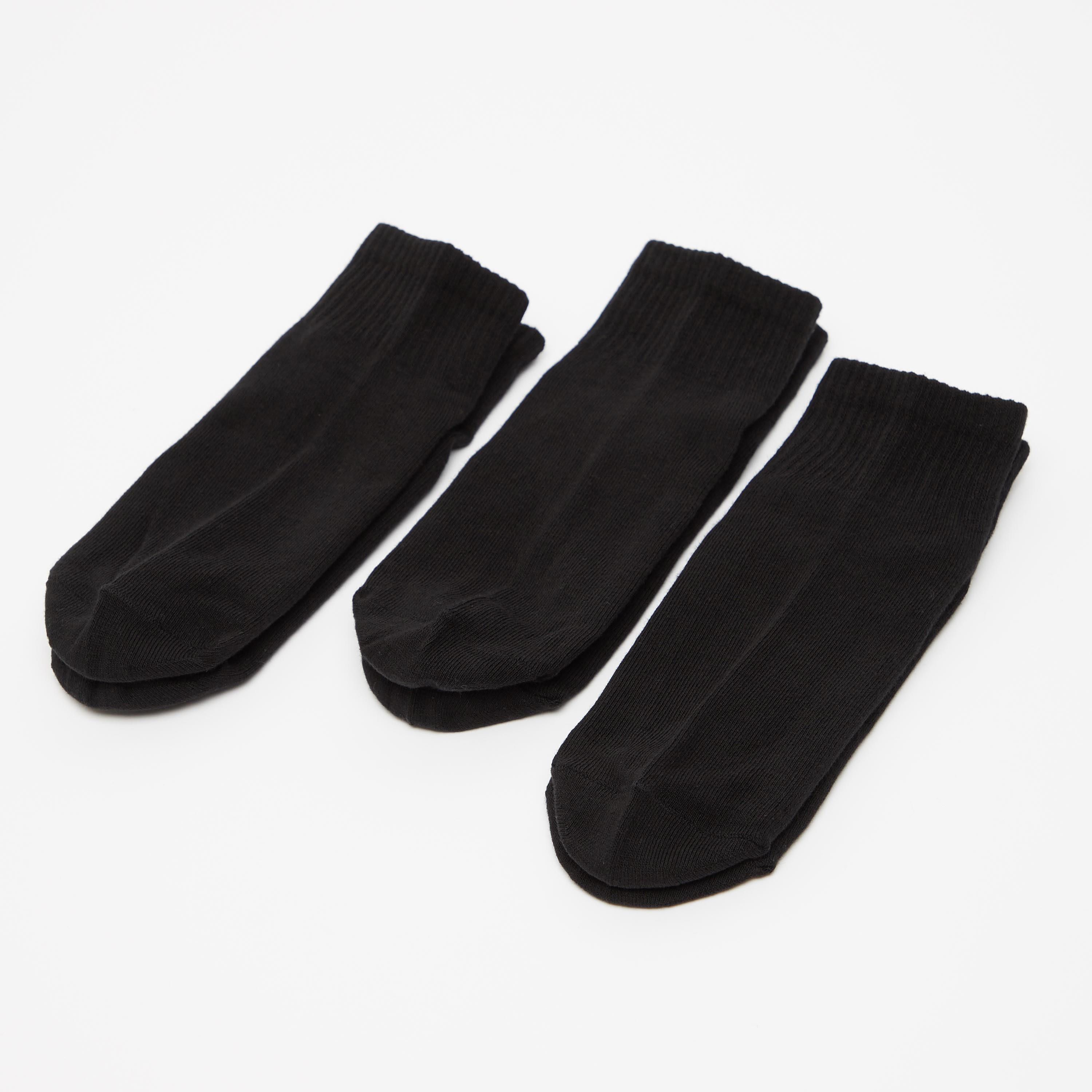 Set of 3 - Solid Ankle Length Socks with Ribbed Hem-women-socksandstockings-image-3