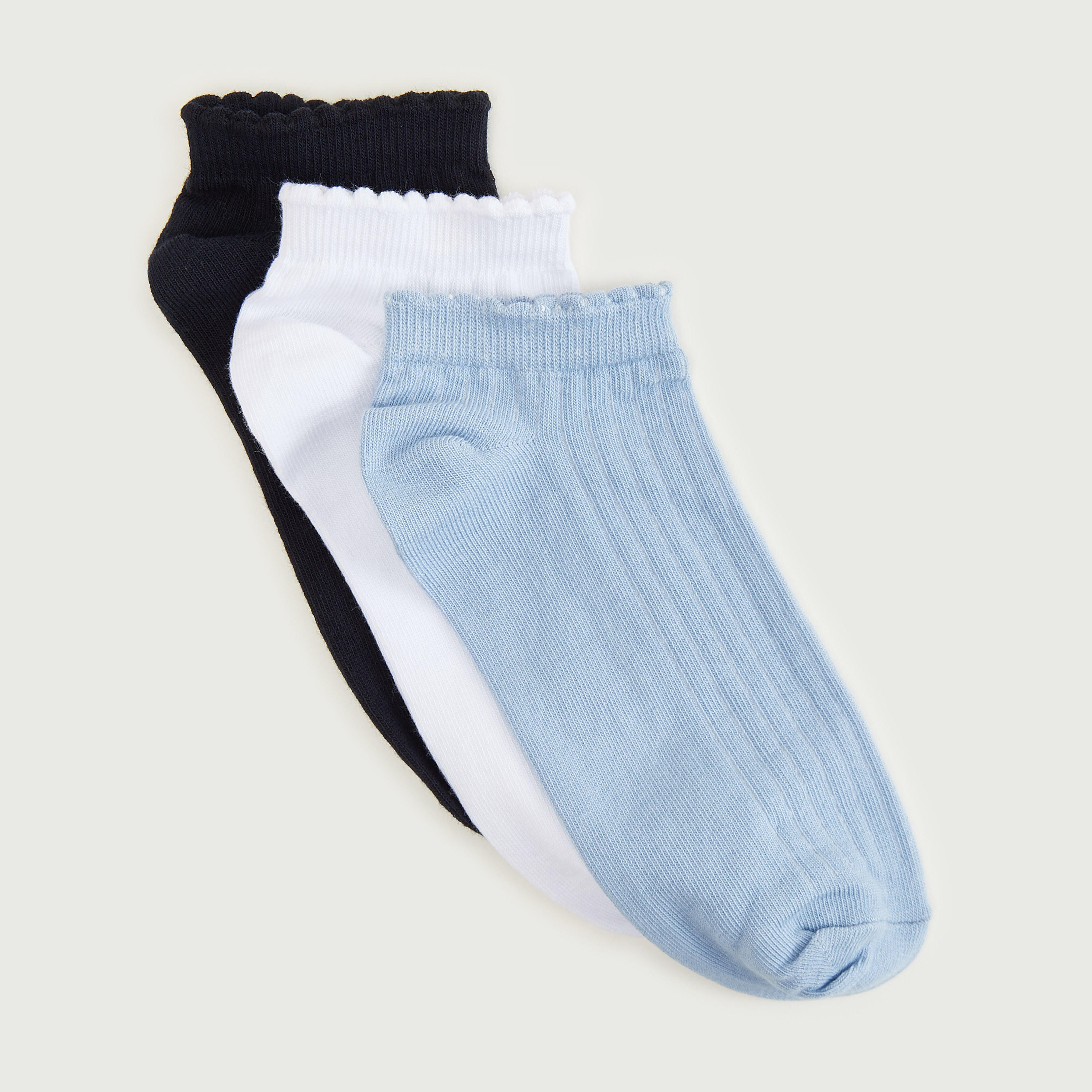 جوارب مقلّمة بارزة الملمس بطول الكاحل - طقم من 3 أزواج-women-socksandstockings-image-2