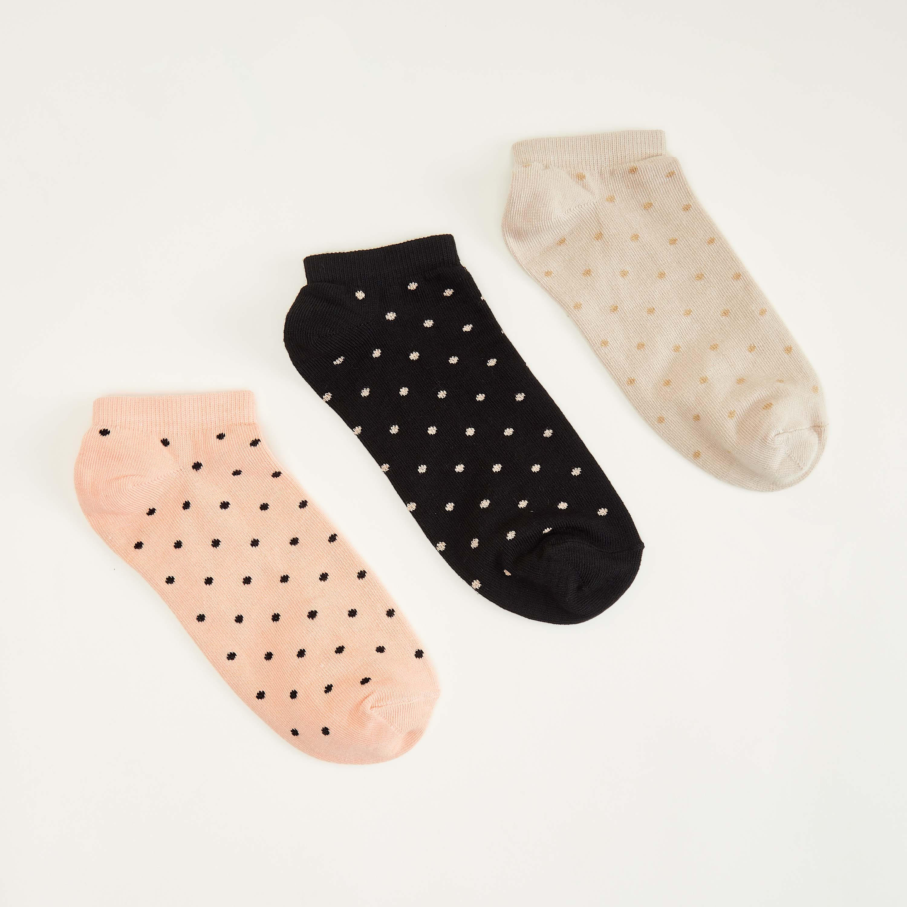 جوارب منقطة بطول الكاحل - طقم من 3 أزواج-women-socksandstockings-image-1